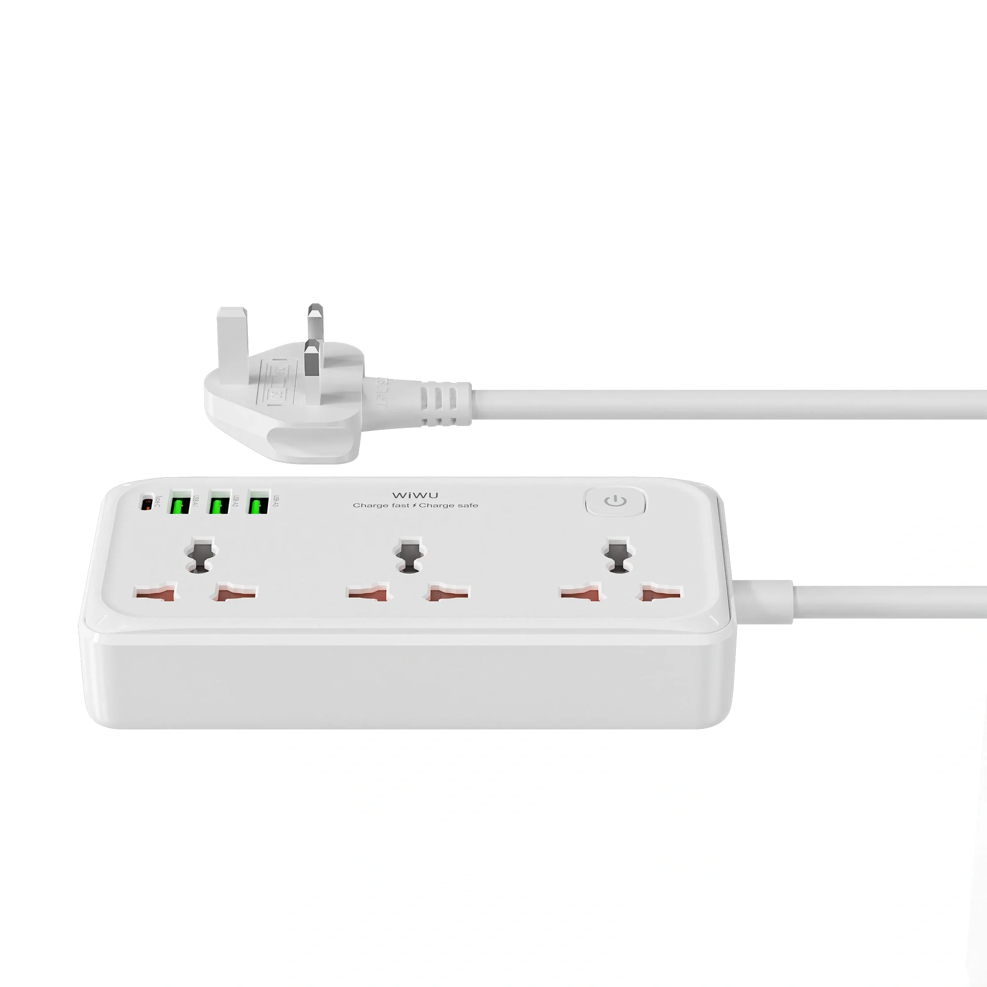 مشترك كهرباء WIWU Wi-S005 7 في 1 بقدرة 30 واط مع 3 مقابس عالمية و3 USB وUSB-C - قابس بريطاني - Image 24