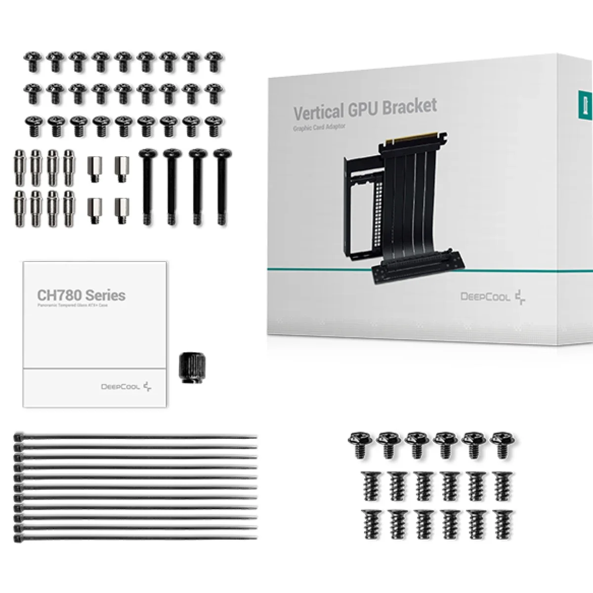 هيكل كمبيوتر DeepCool CH780 ATX+ بانورامي ثنائي الحجرة Full Tower مع كابل Riser Gen 4 و3 مراوح Trinity 140mm ARGB - أسود - Image 8