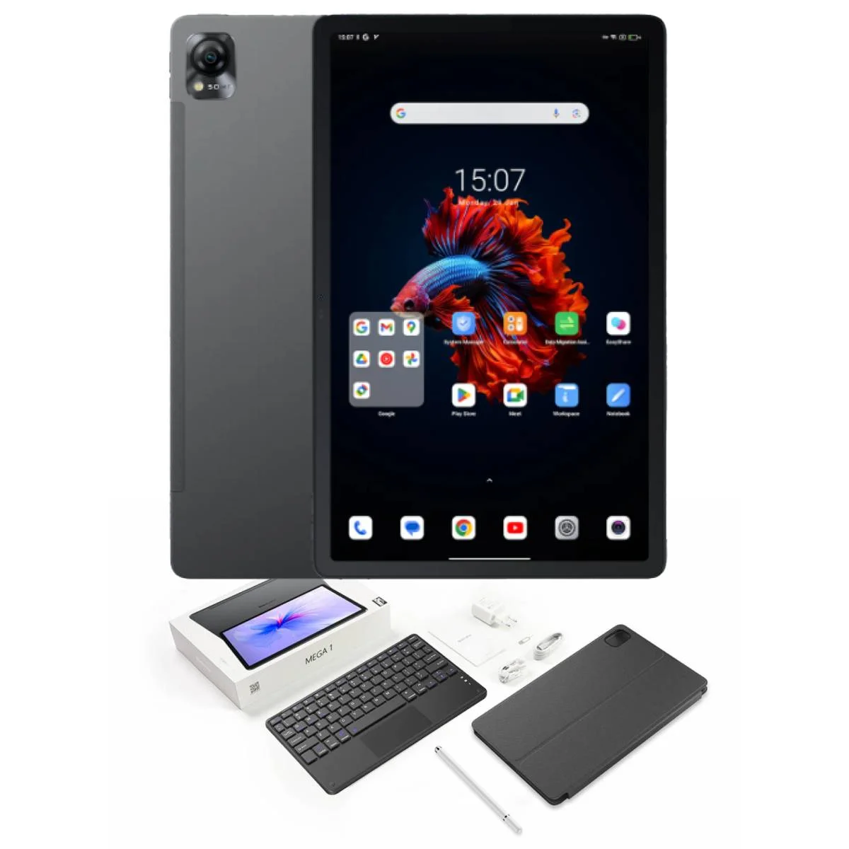 تابلت BlackView Mega1 11.5 إنش 120Hz 2.4K FHD+ أندرويد، 256GB، رام 12+12GB، كاميرا 50MP، بطارية 8800mAh، رمادي داكن