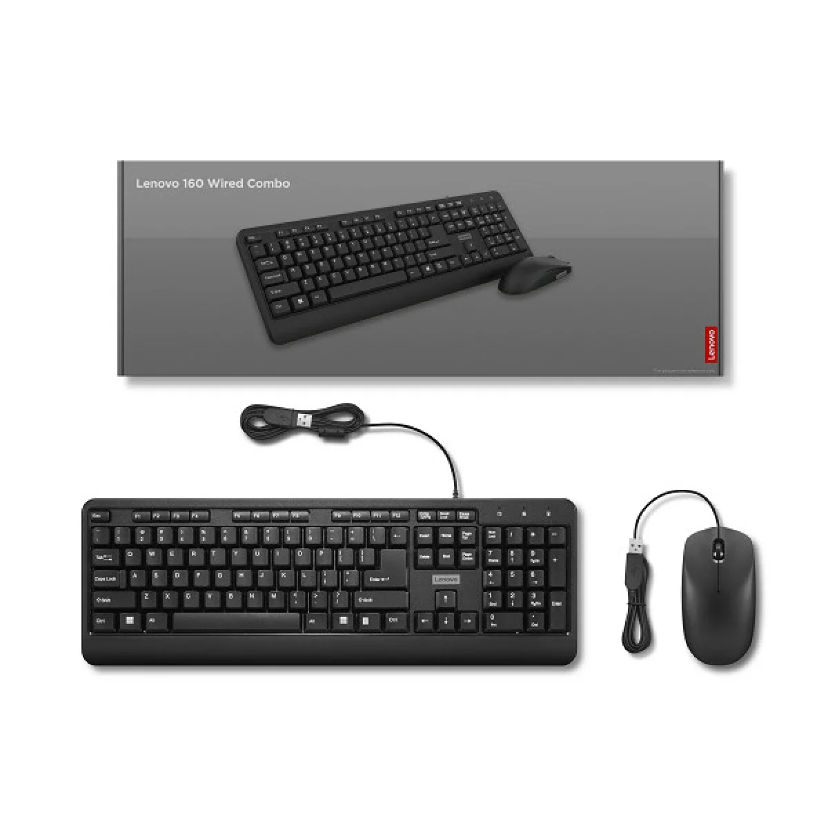 طقم لوحة مفاتيح وماوس سلكي Lenovo 160