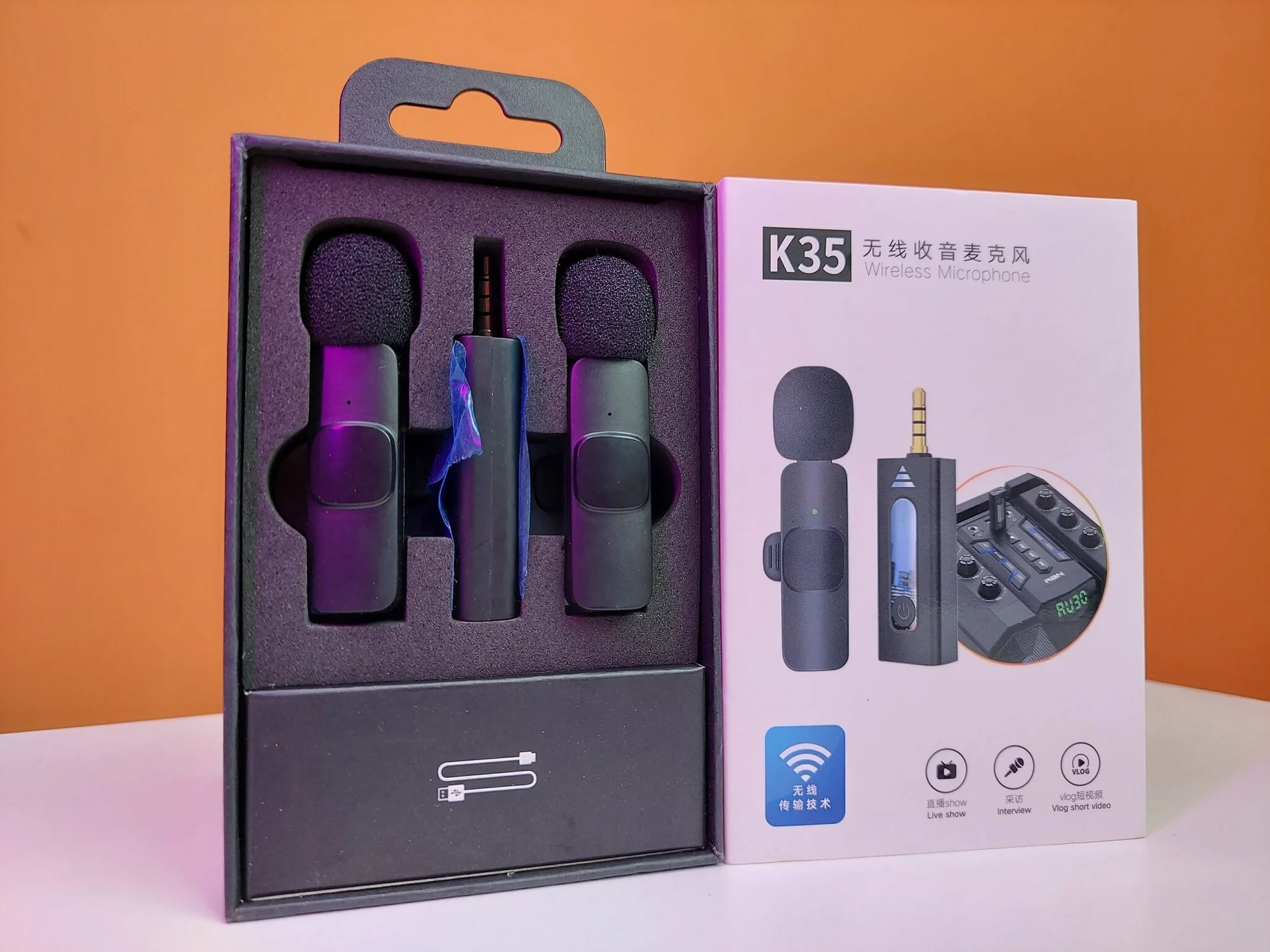 K35 Dual Wireless Microphones with 3.5mm Jack - Image 4