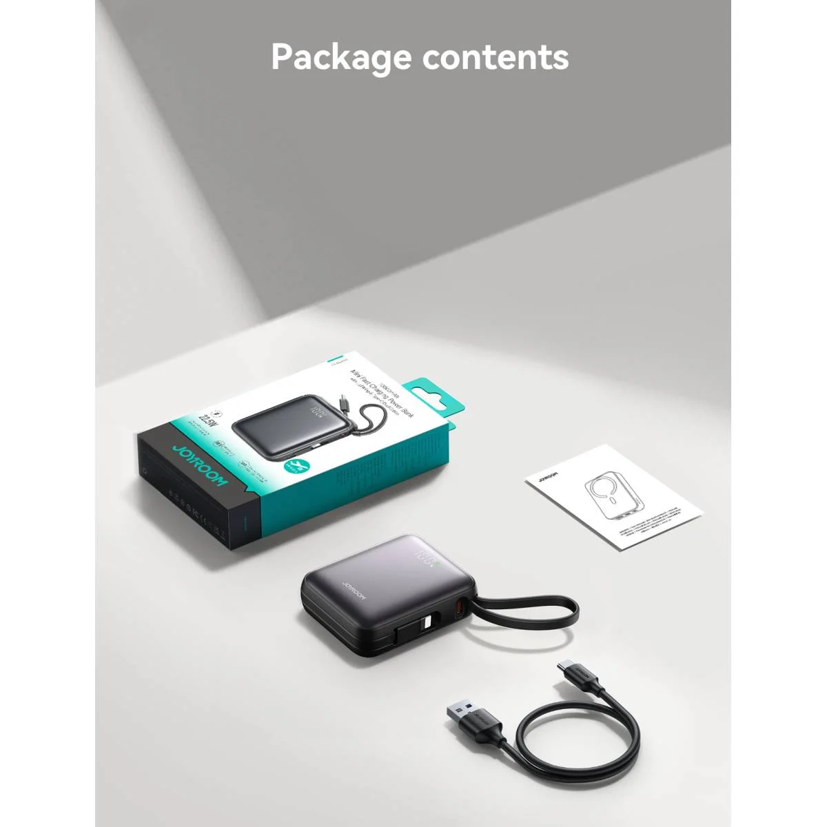 JOYROOM JR-PBF27 10000mAh Mini Power Bank 22.5W with Built-In Type-C & Lightning Cables - Black - Thumbnail 11
