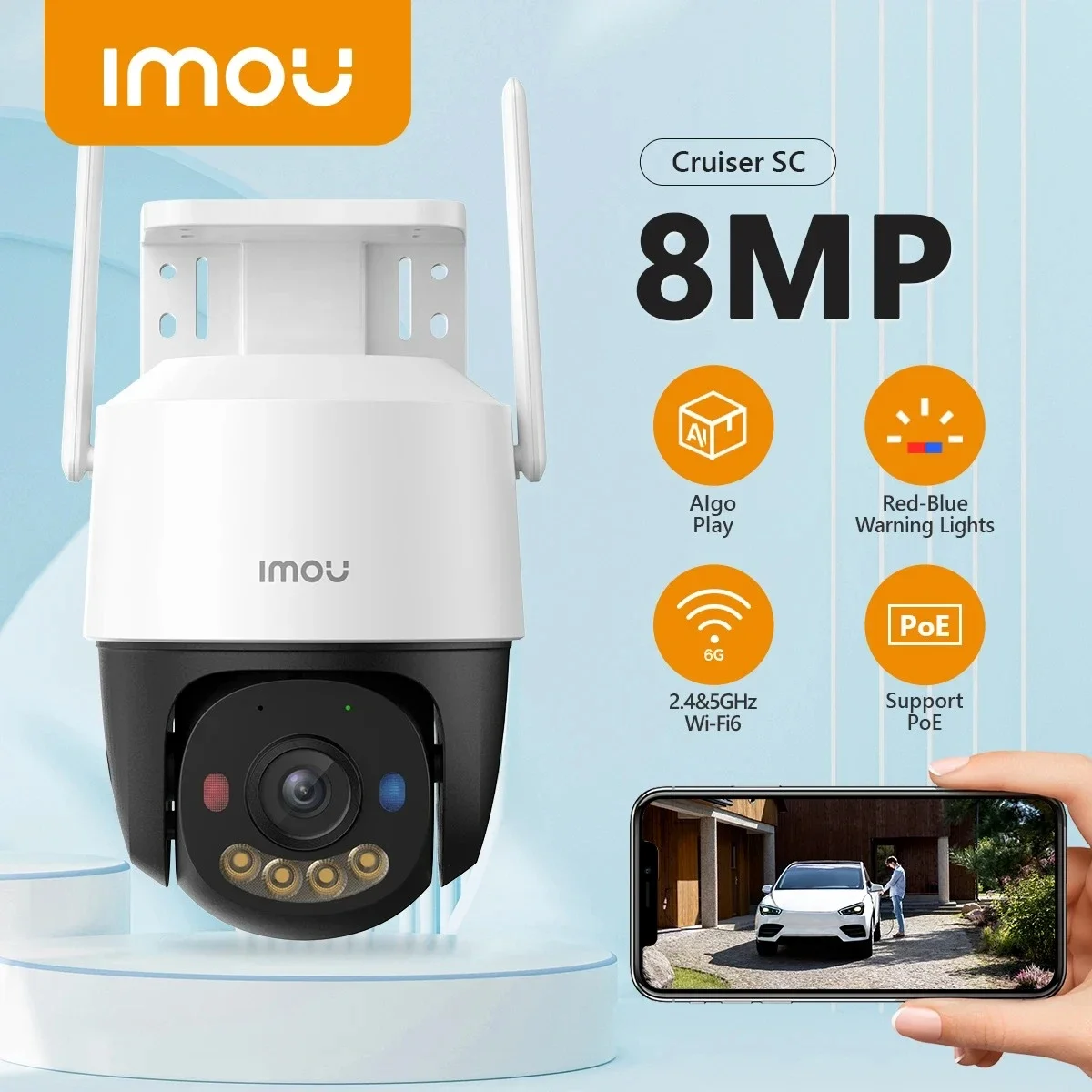 IMOU Cruiser SC 8MP 4K WiFi Outdoor PoE Security Camera with Color Night Vision