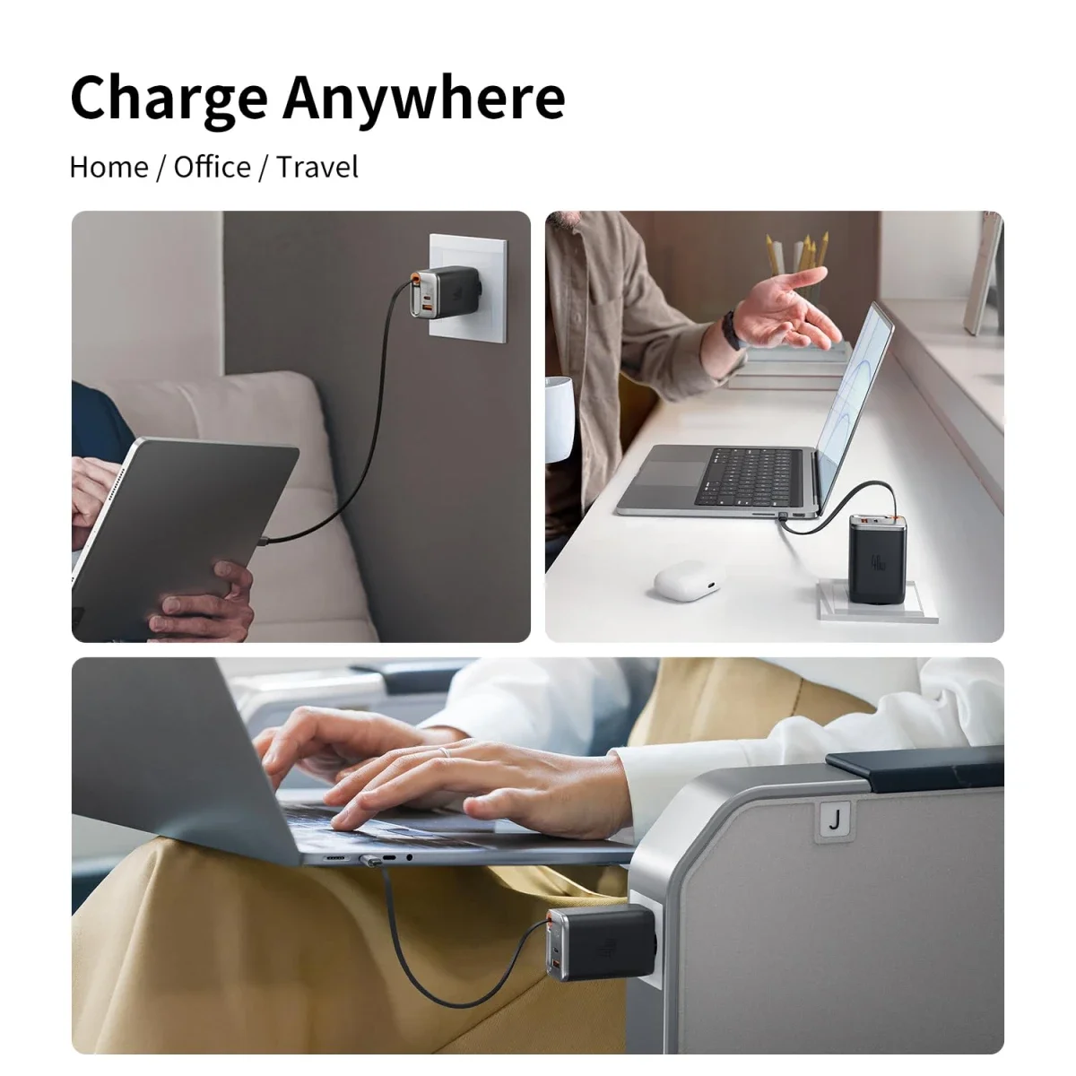 Mcdodo CH-4280 40W GaN5 USB-C Charger with Retractable Cable, Dual USB Ports, LED Display - Black - Thumbnail 8