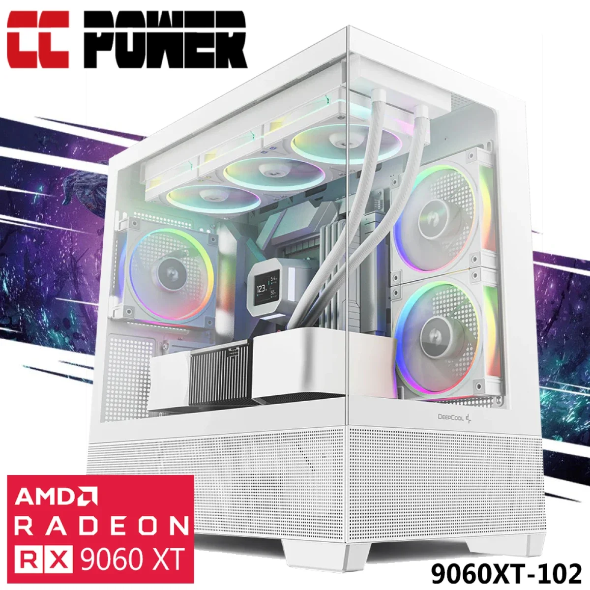كمبيوتر عاب City Center Computers CC Power 9060XT-102 بمعالج Intel Core i5-14400F وكرت AMD Radeon RX 9060 XT 16GB وذاكره 16GB وSSD سعه 500GB