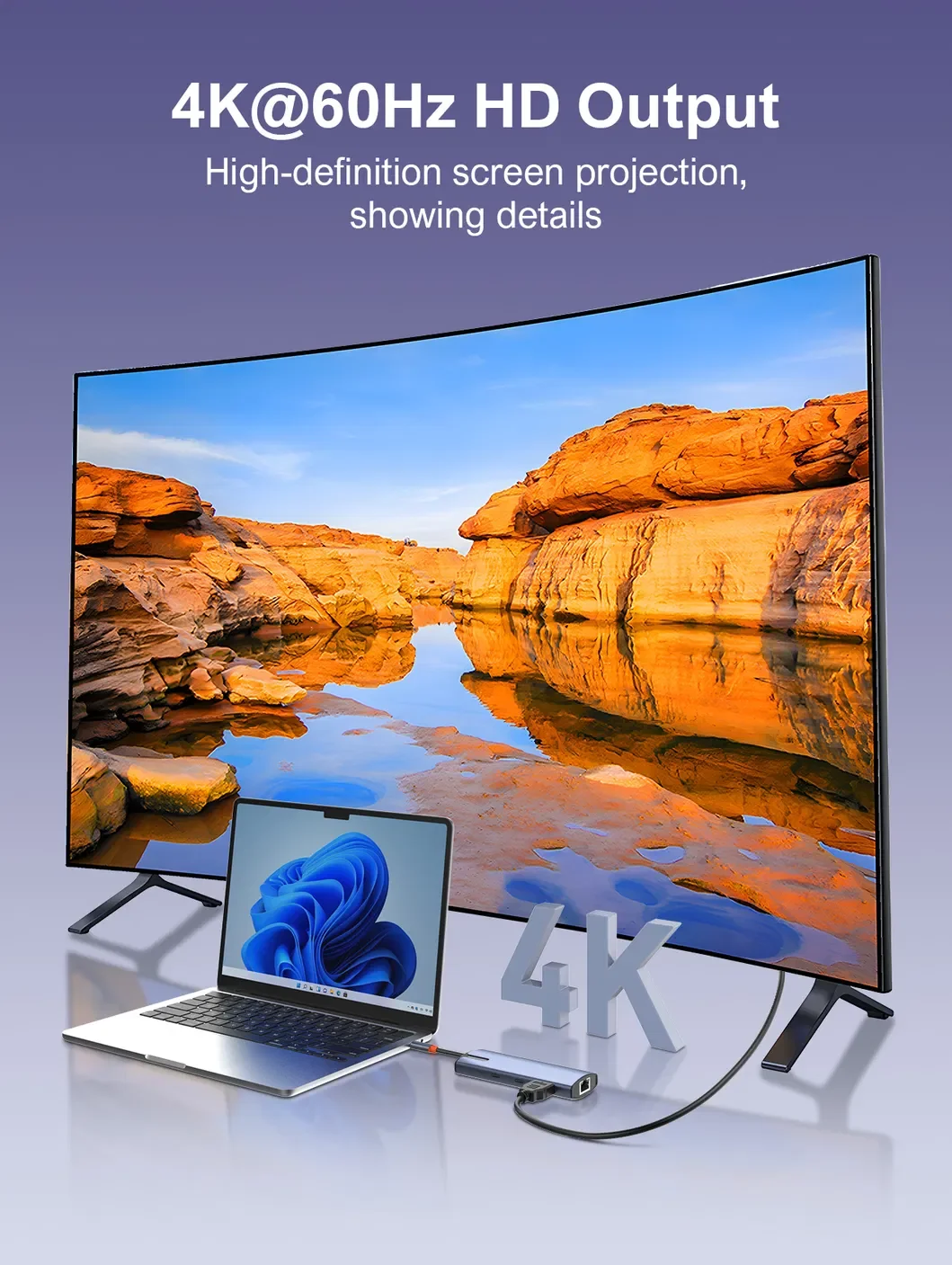 محطة إرساء LDNIO DS-18H ‏8 في 1 بمنفذ USB-C مع 100W PD و4K HDMI وRJ45 وSD/TF - رمادي - Thumbnail 10