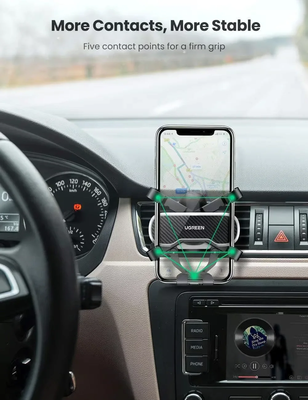Ugreen 80871 Air Vent Car Phone Holder with Automatic Gravity Locking - Image 3