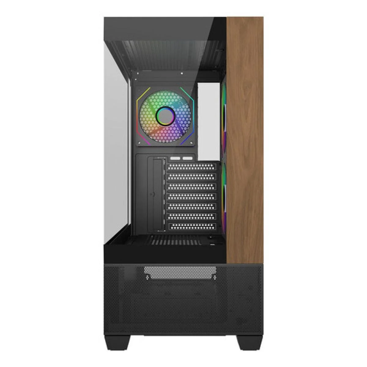 Cooler Master Elite 690 Wood Black ATX ARGB Mid-Tower Gaming Case - Thumbnail 2