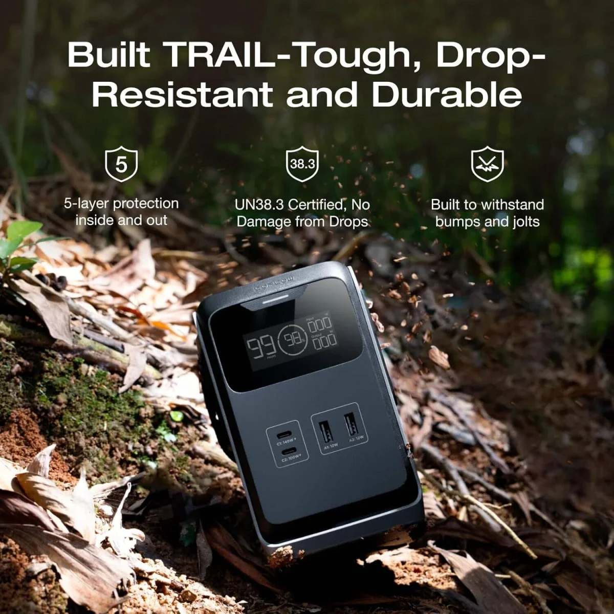 محطة طاقة محمولة EcoFlow TRAIL 200 بسعة 192Wh وبطارية LiFePO4 وإخراج DC بقدرة 220W - Thumbnail 2
