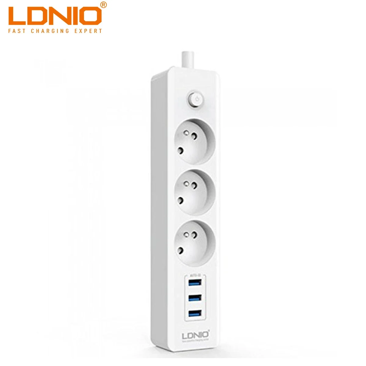 مشترك كهربائي LDNIO SE3330B بـ3 مخارج و3 منافذ USB وكابل 1.8 متر