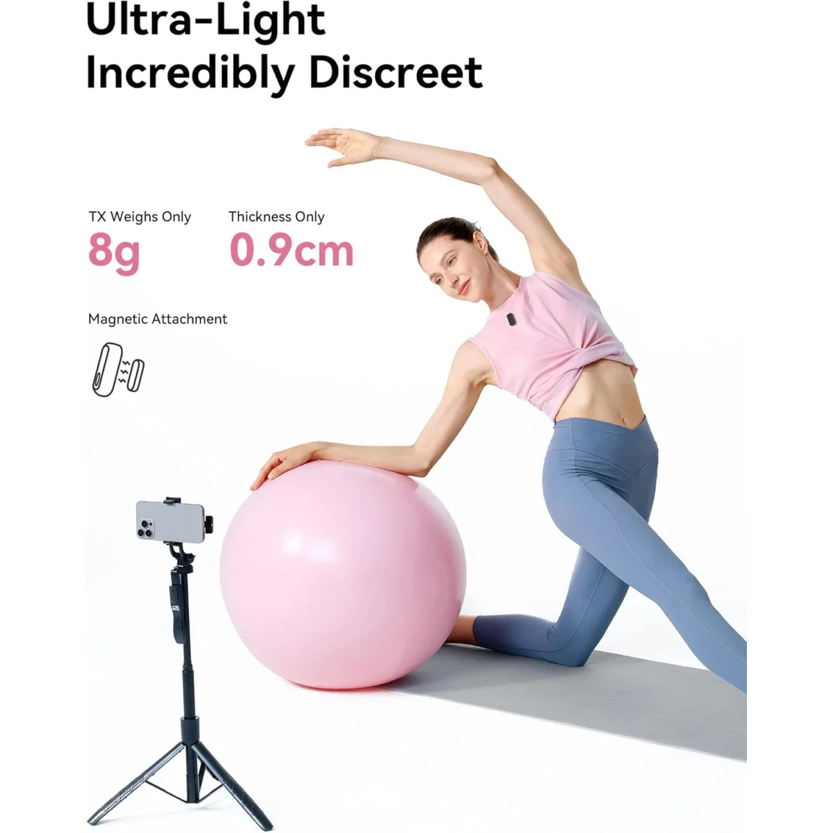 ميكروفون لاسلكي Hollyland Lark A1 Mini مع مستقبل USB-C، أسود - Image 4