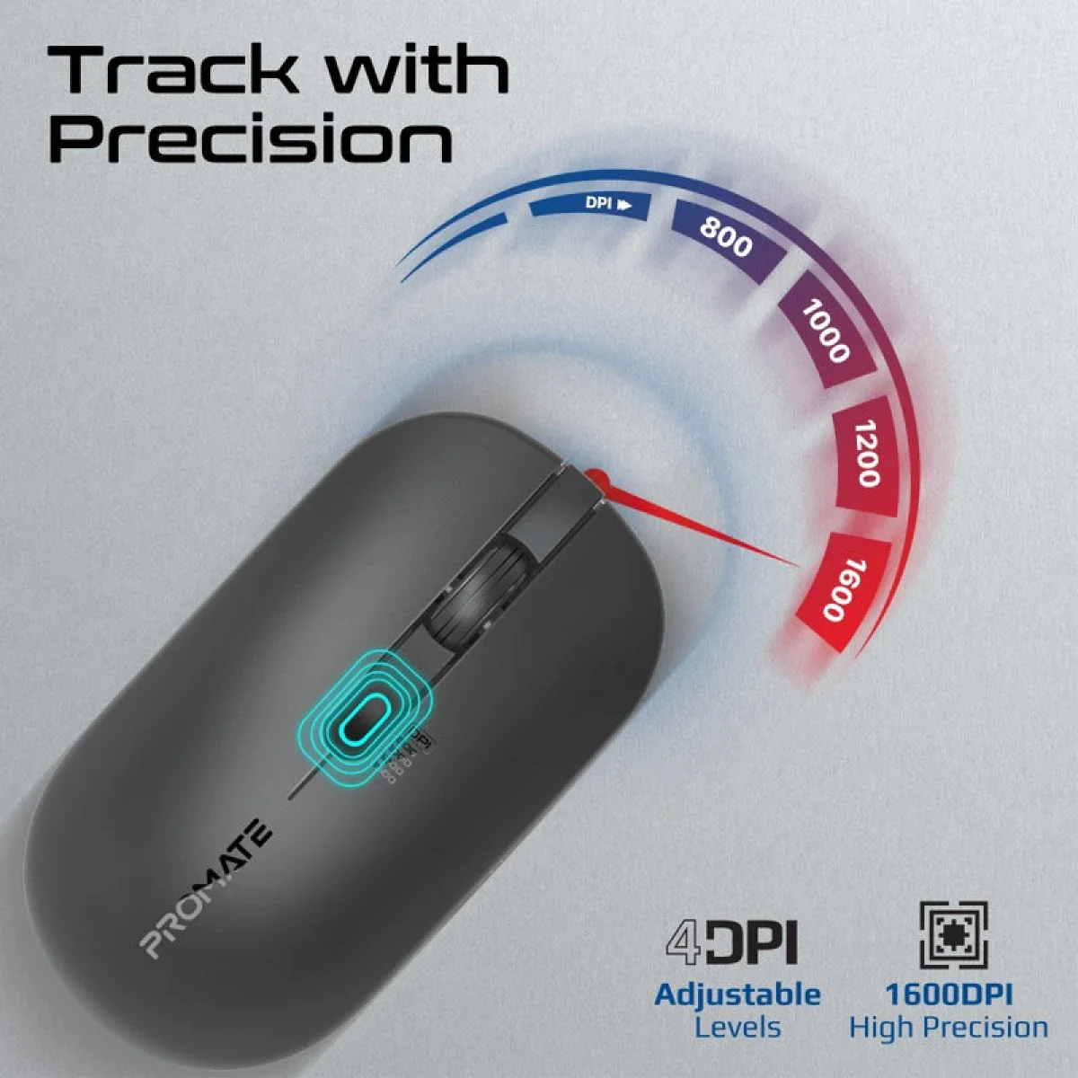 Promate ProCombo-13 Full-Size 2.4GHz Wireless Keyboard & Mouse Combo, Slim Quiet Keys, Arabic/English Layout - Thumbnail 7