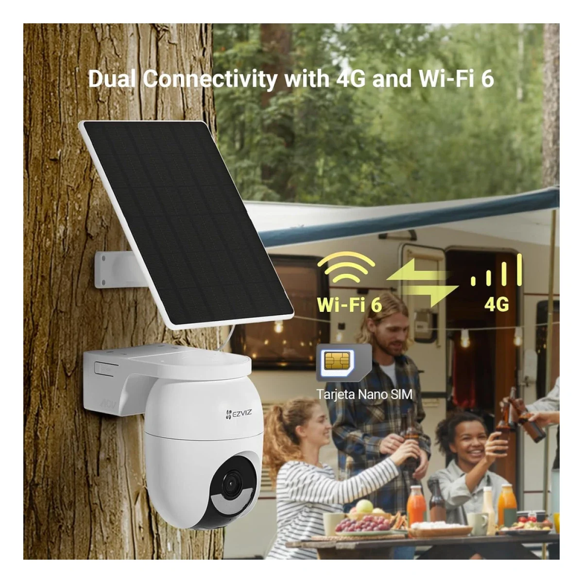 كاميرا مراقبة خارجية Ezviz CB8 Lite 4G Kit تعمل بالبطارية وتدعم التحريك والإمالة بدقة 2K+ مع لوح شمسي 5W CS-CB8C/SP 4MP - Thumbnail 3