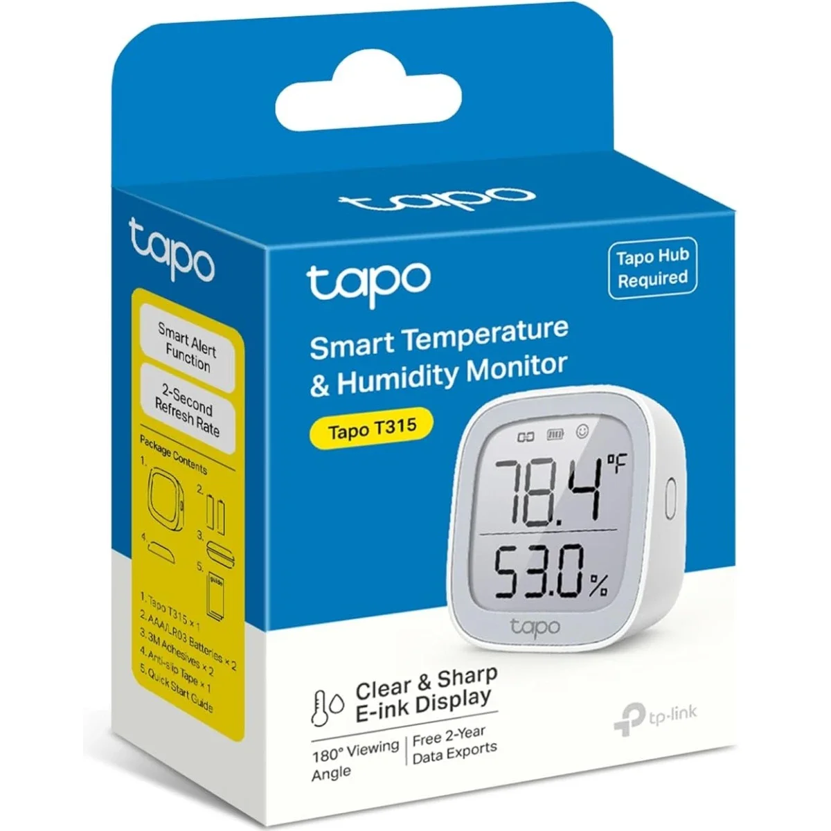 مراقب الحرارة والرطوبة الذكي TP-LINK Tapo T315 بشاشة حبر إلكتروني 2.7 إنش