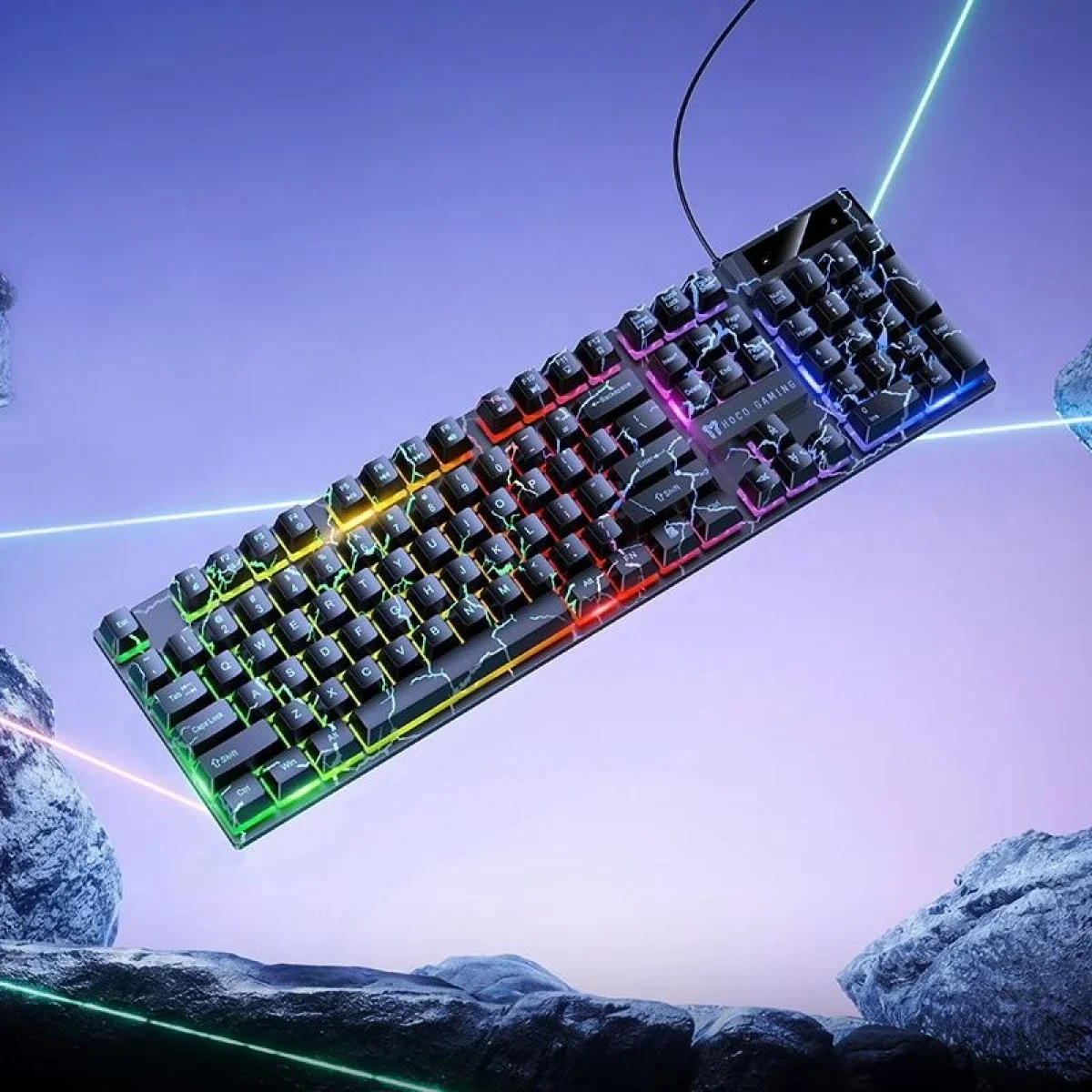 HOCO GM701 Wired RGB Gaming Keyboard, English Layout, Black - Thumbnail 2