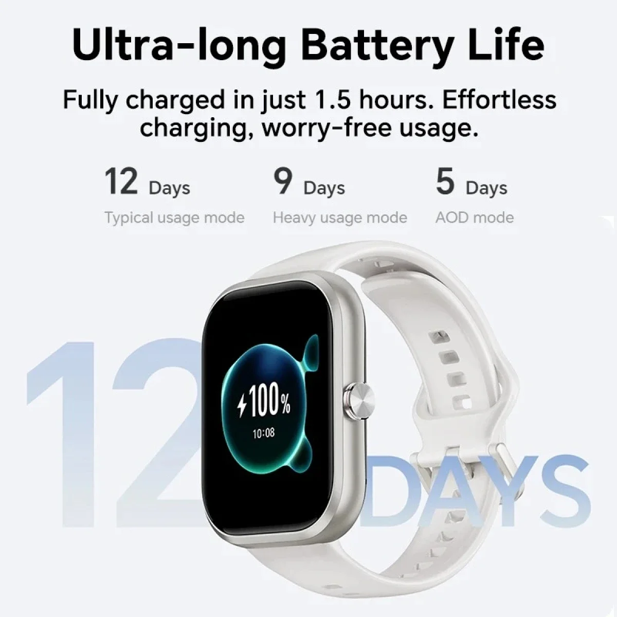 ساعة ذكية HONOR CHOICE Watch بشاشة AMOLED مقاس 1.95 إنش ومكالمات بلوتوث، أبيض - Thumbnail 6