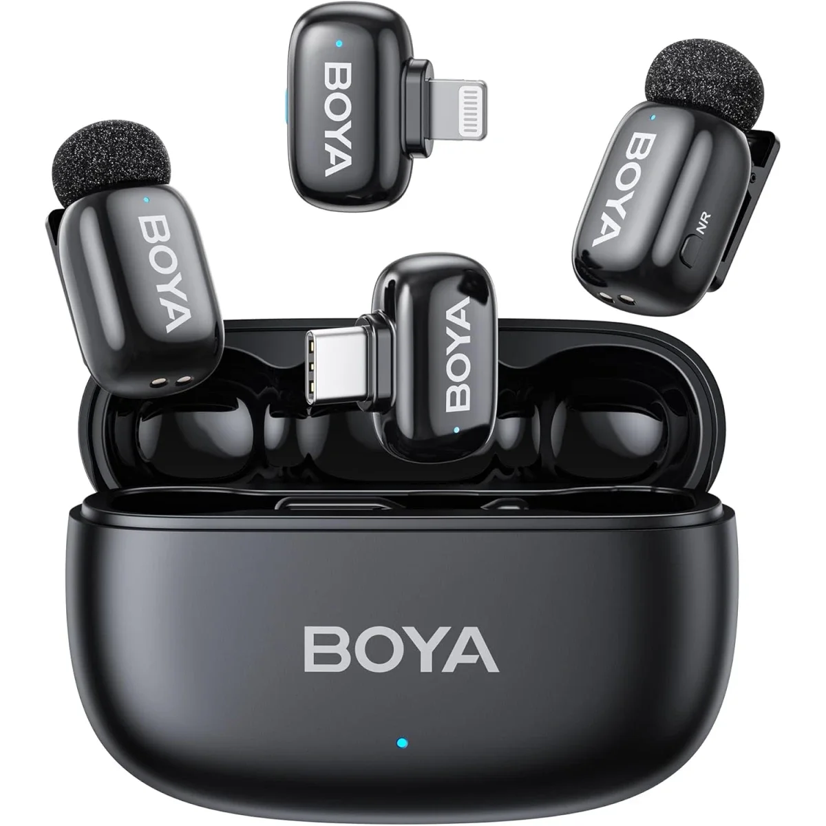 BOYA mini 2-01 Wireless Lavalier Microphone Type-C & Lightning, 48kHz/24-Bit, Black