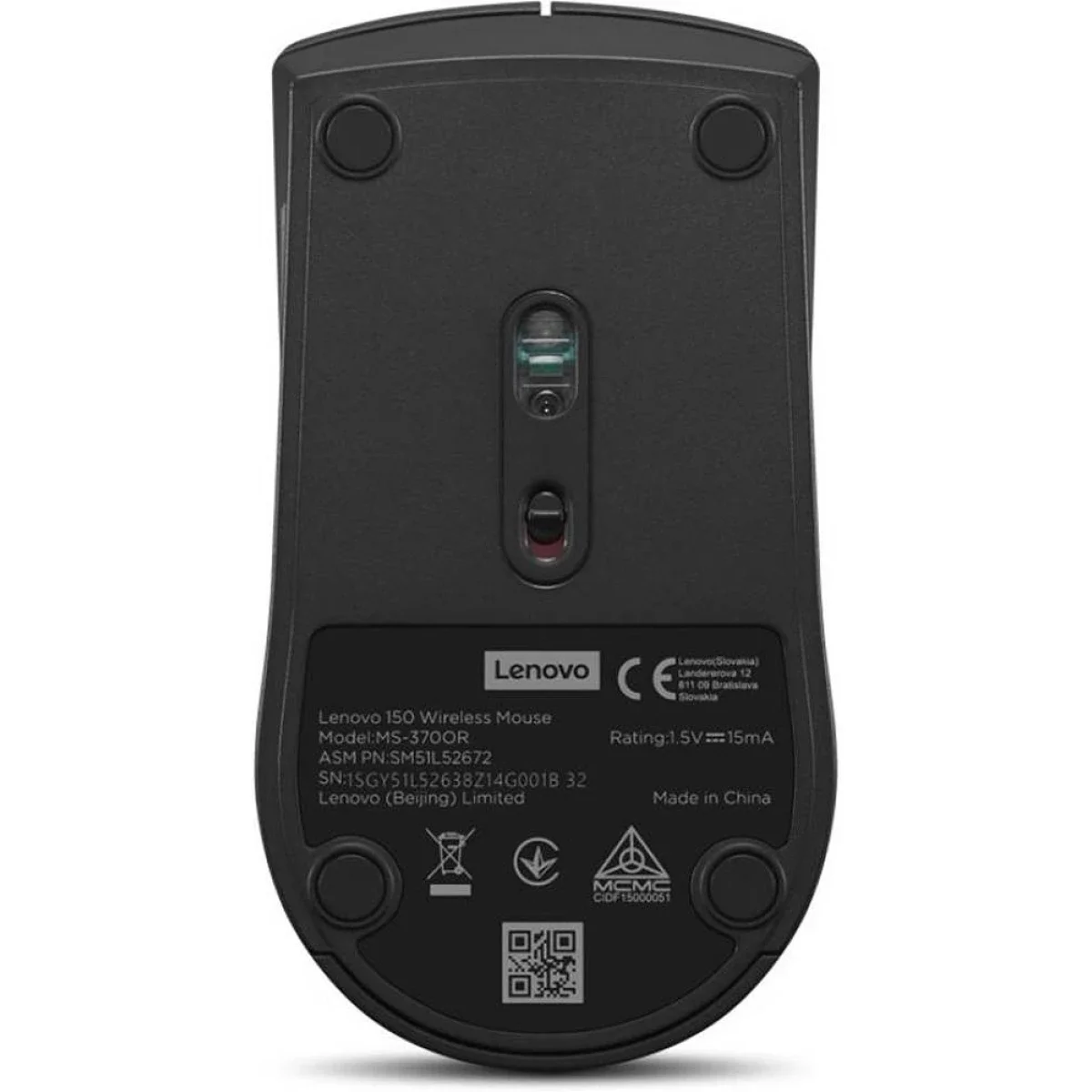 Lenovo 150 Wireless Mouse, 1000 DPI, 3 Buttons, USB-A Receiver - Black - Thumbnail 2