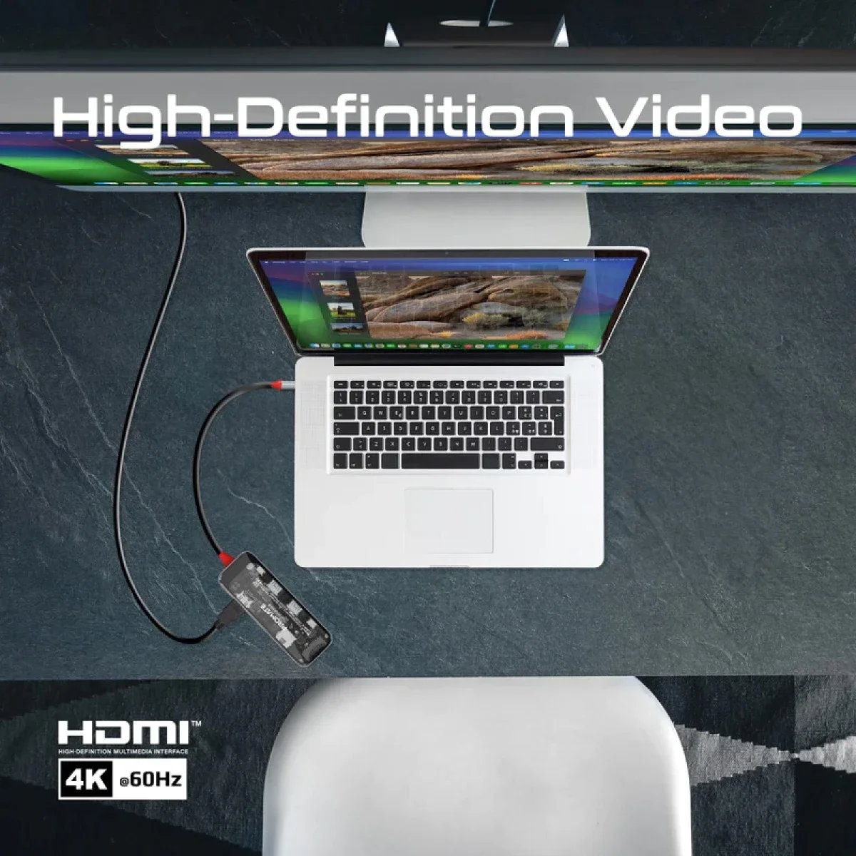 موزع وسائط USB-C ‏8 في 1 Promate TransHub-Mini مع HDMI ‏4K@60Hz ومنفذ LAN جيجابت وطاقة PD ‏100W - Thumbnail 8