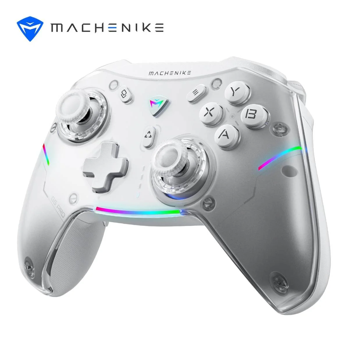 يد تحكم ألعاب MACHENIKE G5 Pro لاسلكية مع عصي Hall Effect وإضاءة RGB - أبيض