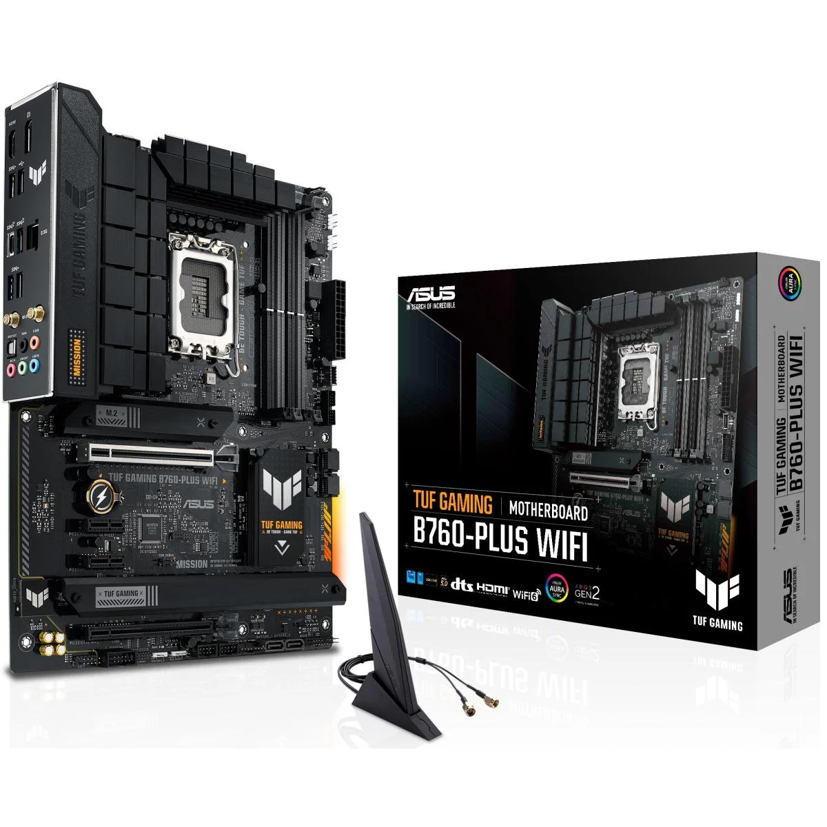 لوحة أم Asus TUF Gaming B760-PLUS WIFI ATX بمقبس LGA 1700 وذاكرة DDR5 وWi-Fi 6