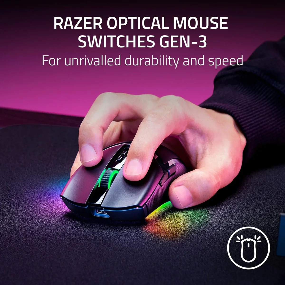 ماوس ألعاب لاسلكي Razer Cobra Pro بمستشعر بصري 30K، أبيض - Thumbnail 9