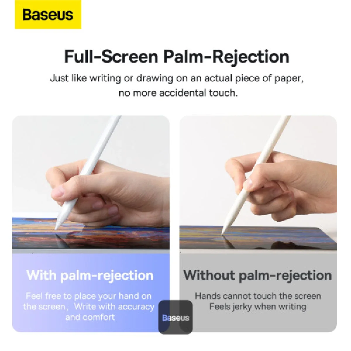 قلم لمس نشط Baseus Smooth Writing 2 Series Stylus Lite بمؤشرات LED، أبيض - Thumbnail 4