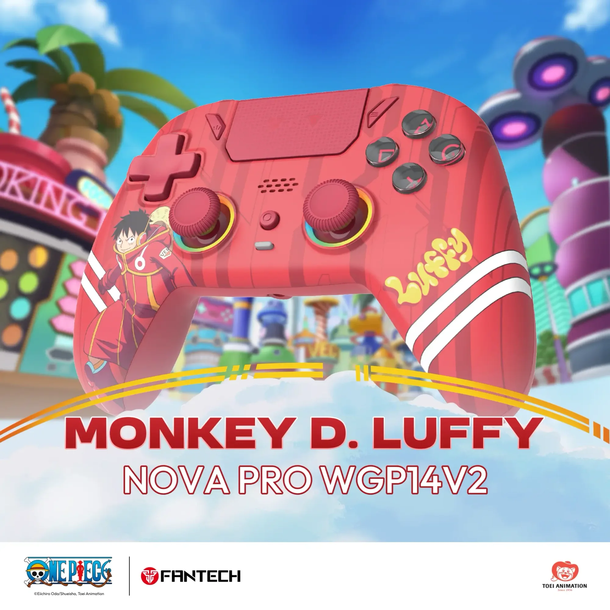 يد تحكم ألعاب Fantech NOVA PRO WGP14V2 متعددة المنصات إصدار One Piece Monkey D. Luffy Egghead - Thumbnail 3