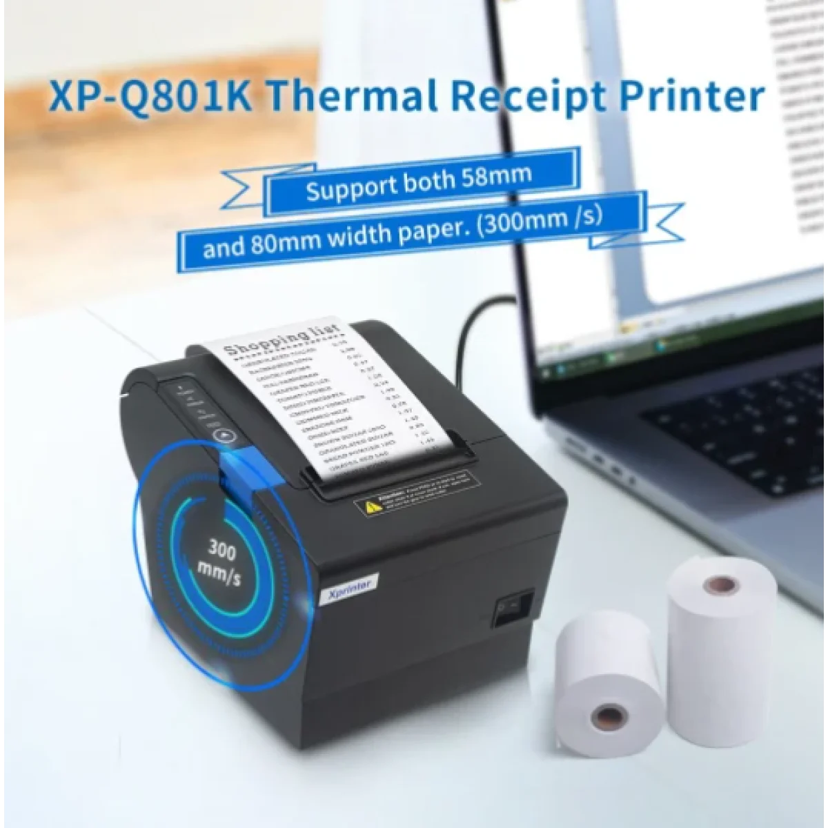 طابعة ملصقات وفواتير حرارية مباشرة Xprinter XP-365B 3 إنش، 203dpi، بسرعة 220mm/s، USB وBluetooth - Image 5