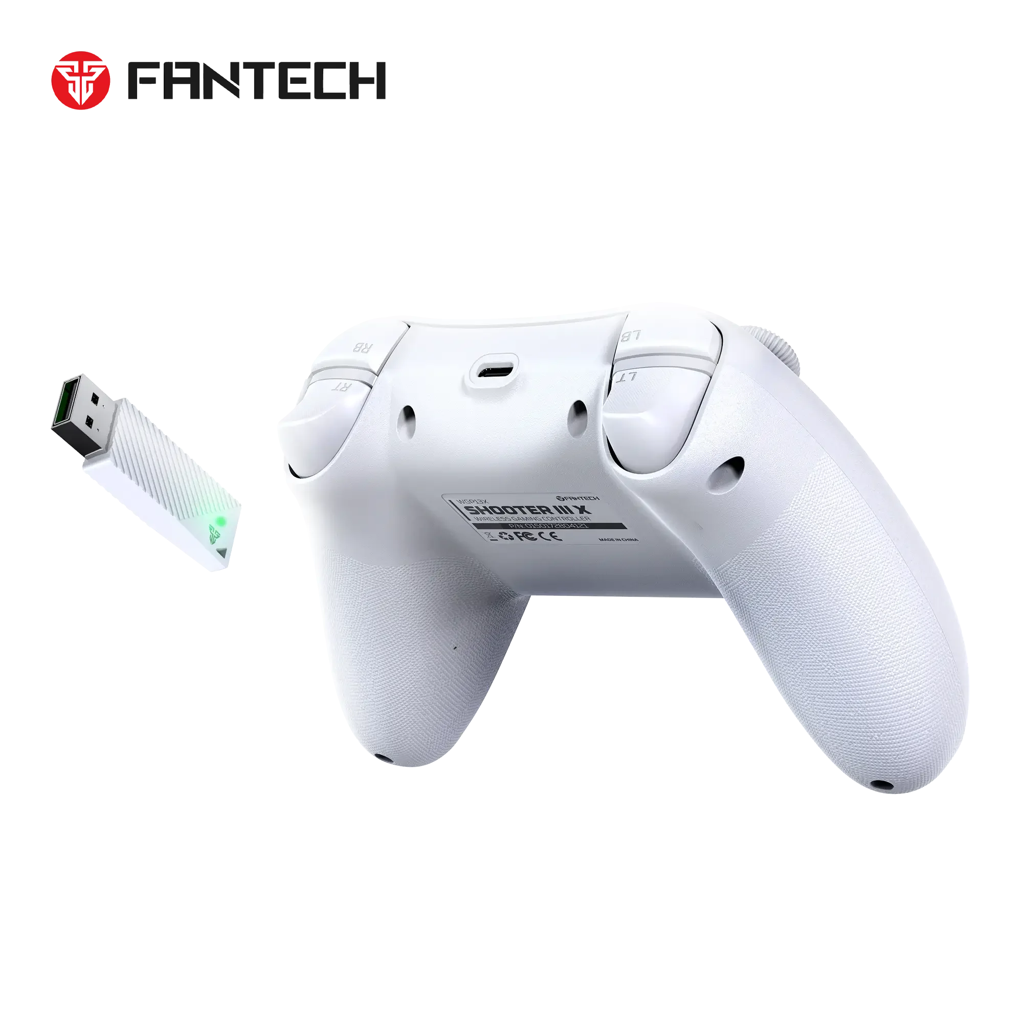 يد تحكم ألعاب لاسلكية باللون الأبيض Fantech WGP13X Shooter III X  - Thumbnail 4