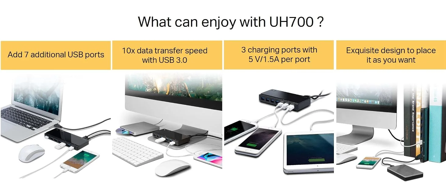 TP-LINK UH700 7-Port USB 3.0 Hub with 5Gbps Transfer Speed and 1.5A Fast Charging - Image 10