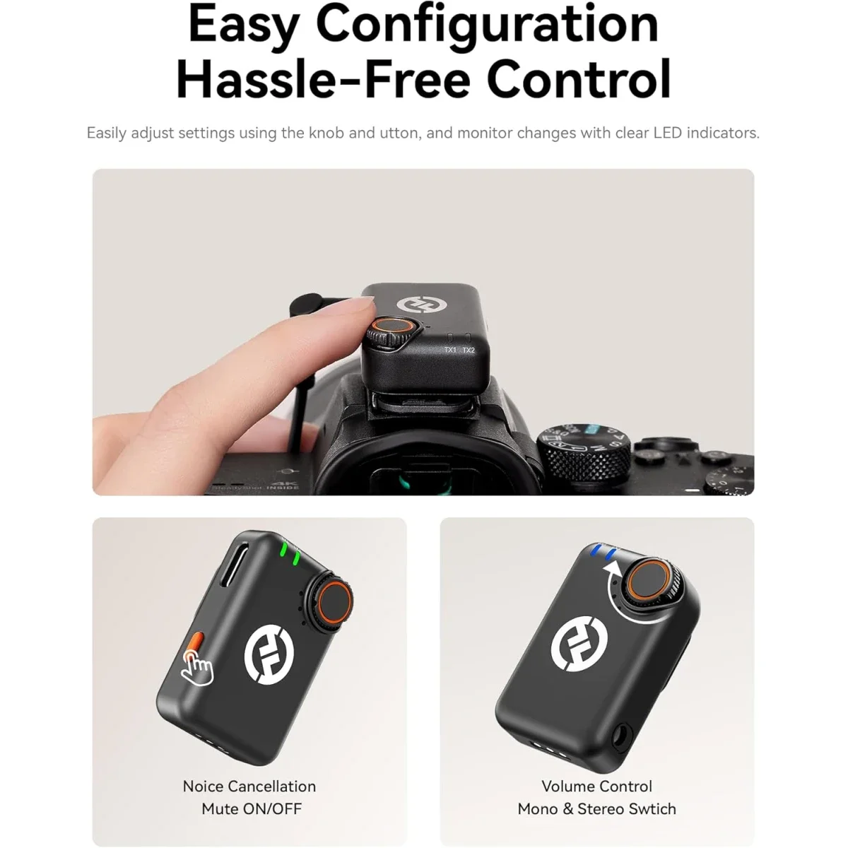 نظام ميكروفون لاسلكي Hollyland Lark M2S Combo مع مستقبل كاميرا ومستقبل USB-C وكابل Lightning، 30 ساعة - أسود - Image 6