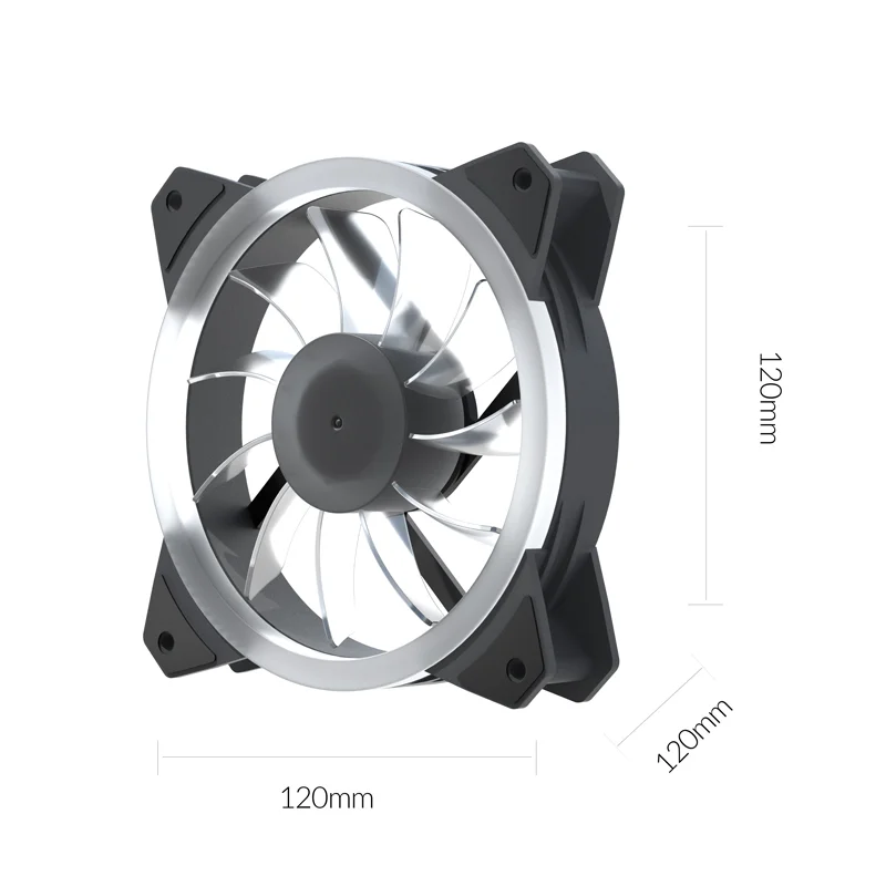 مروحة كيس ORICO ORICO-CSF-6LD-BK-BP بإضاءة RGB حلقية 120×120×25 مم، 4+3 Pin - Image 4
