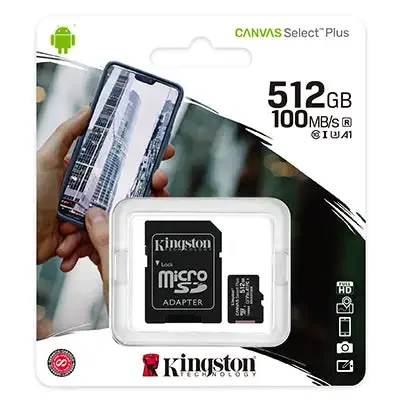 Kingston Canvas Select Plus 512GB microSD Memory Card with SD Adapter - Thumbnail 2