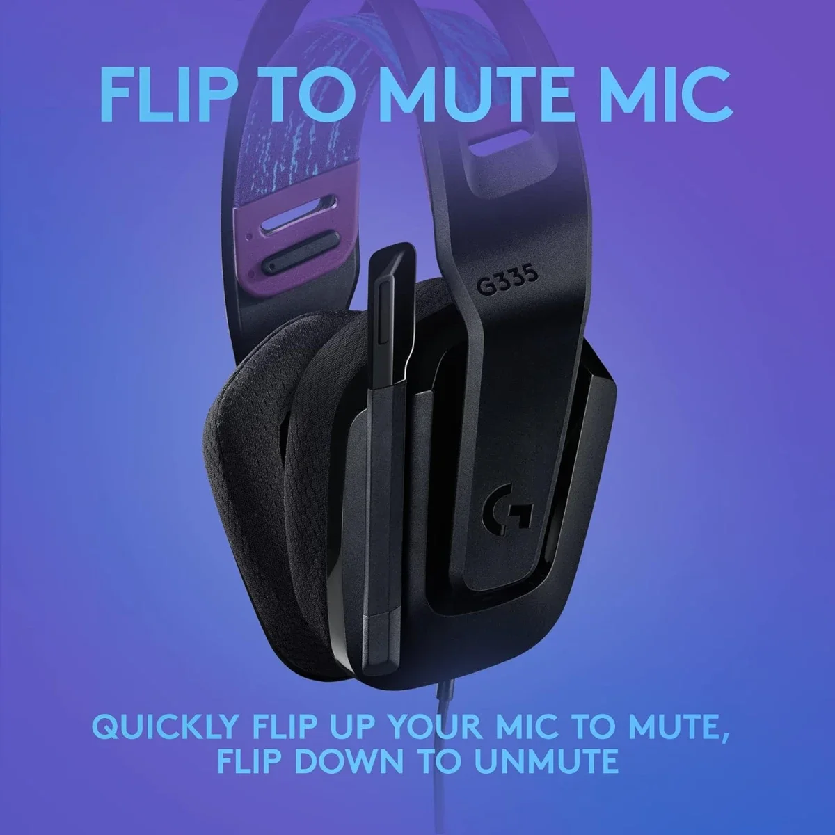 سماعة ألعاب Logitech G335 سلكية مع ميكروفون قابل للطي لكتم الصوت ومنفذ صوت 3.5 مم - أسود - Thumbnail 5