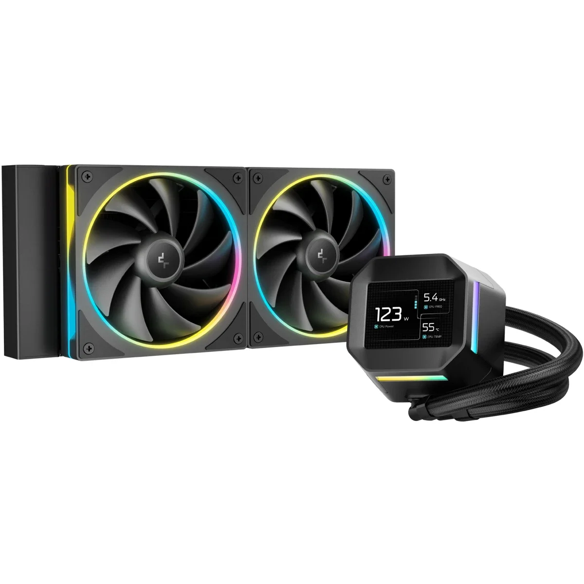 DeepCool LM240 ARGB Liquid CPU Cooler 240mm with 2.4 Inch IPS Display, MP4 Support, Gen 6 Pump 3400RPM - Black - Image 6