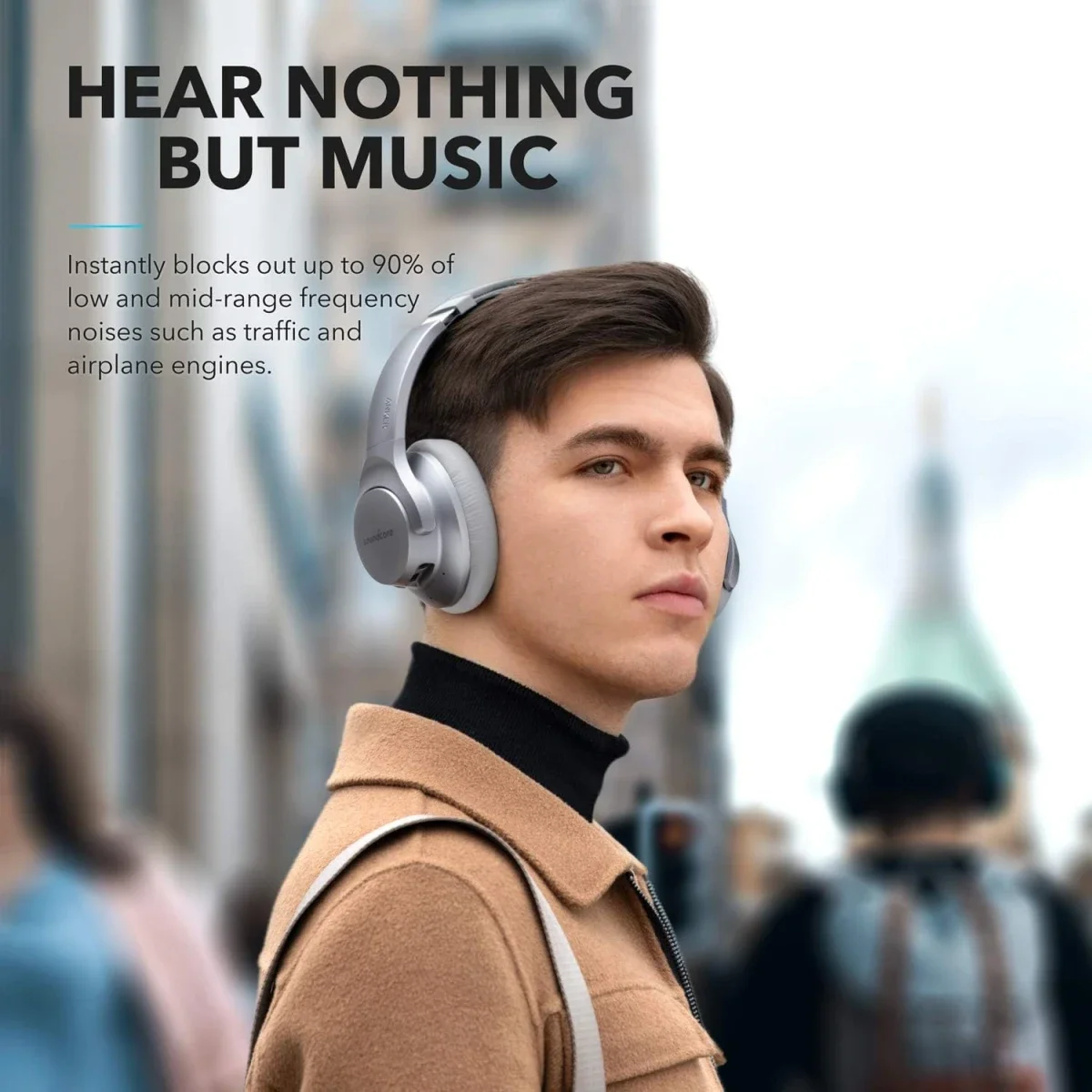 Anker Soundcore Life Q20 Hybrid ANC Wireless Over-Ear Headphones, Silver - Thumbnail 9