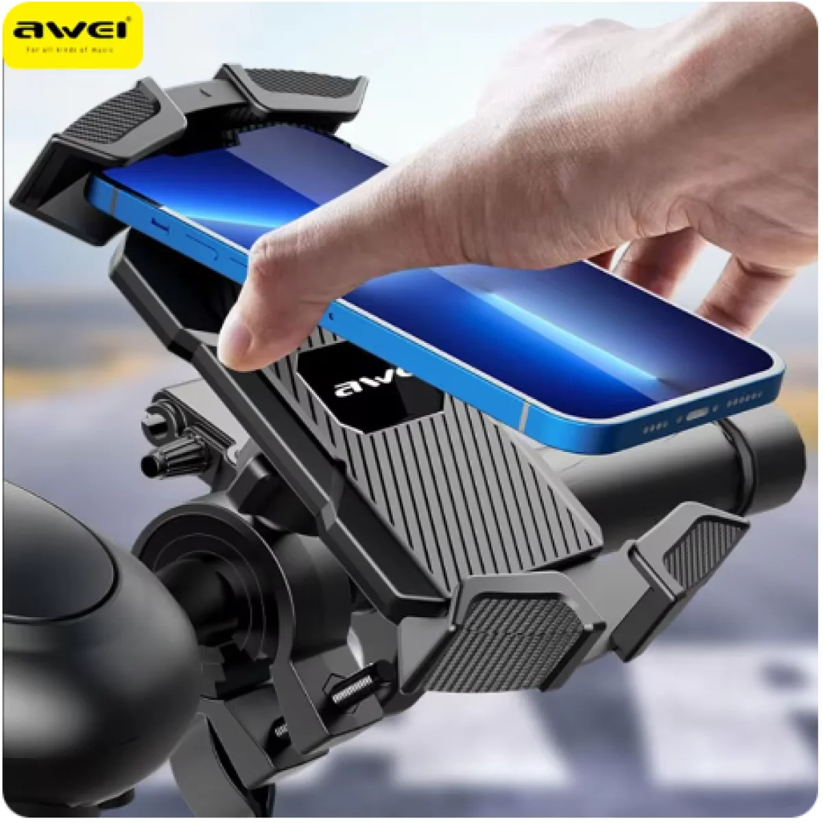 حامل هاتف Awei X47 للدراجة الهوائية والنارية لهواتف 4.7–6.8 إنش
