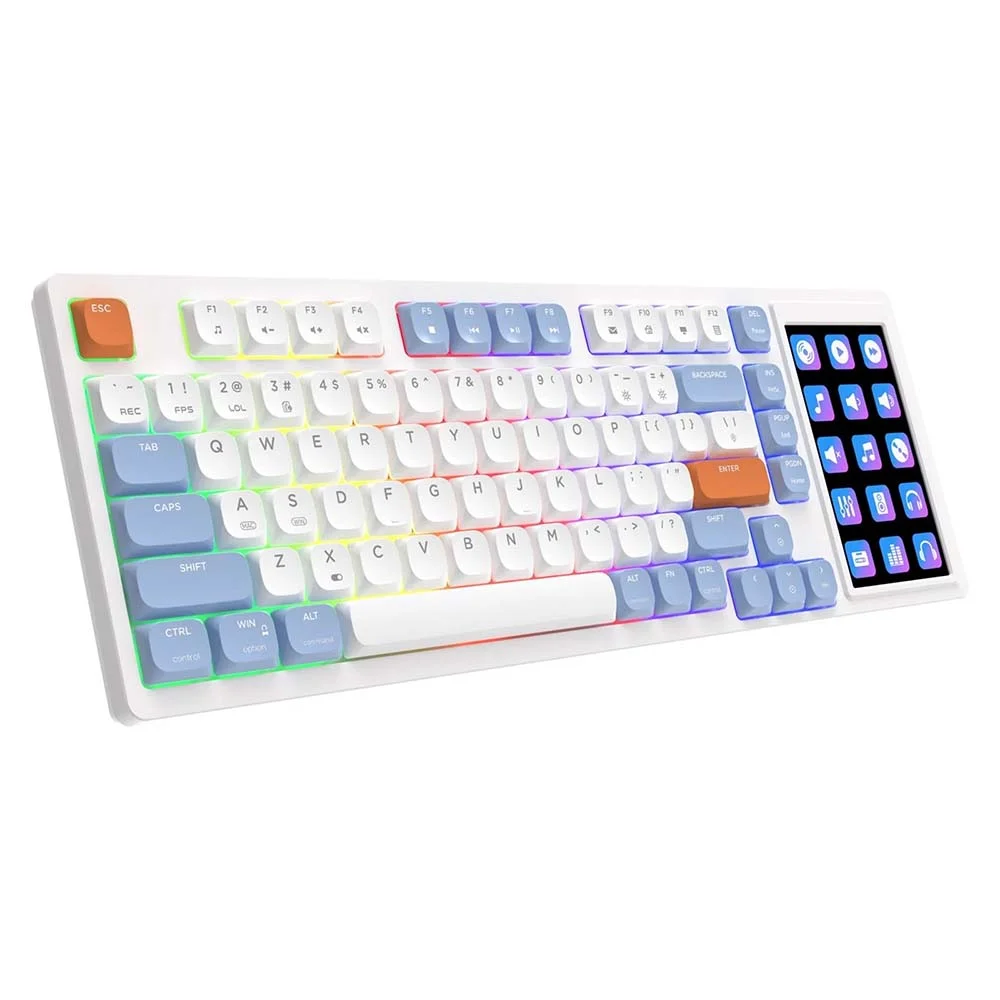 كيبورد AJAZZ AK815 ميكانيكي بشاشة وسويتشات بنية وإضاءة RGB – أزرق وأبيض وبرتقالي - Image 2