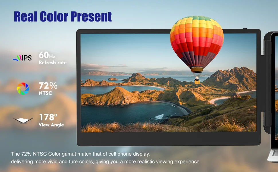 موسع شاشة ثلاثية V2COM S2 مقاس 14 إنش IPS بدقة Full HD للابتوبات - Thumbnail 14