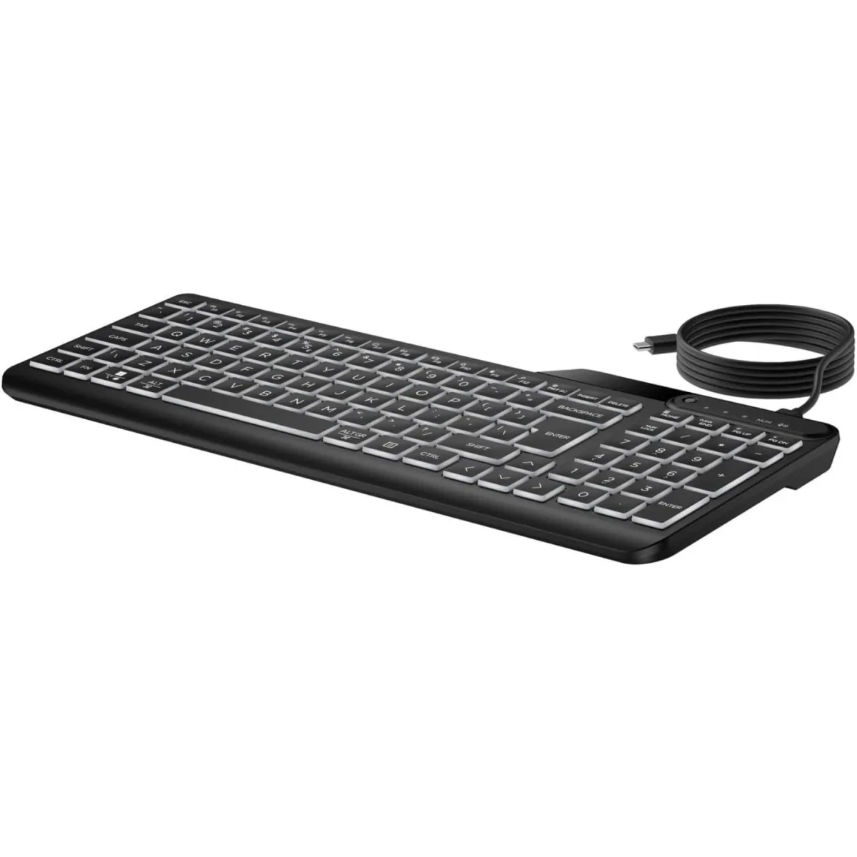 HP 405 Multi-Device Backlit Wired Keyboard with Numpad - Black - Image 2