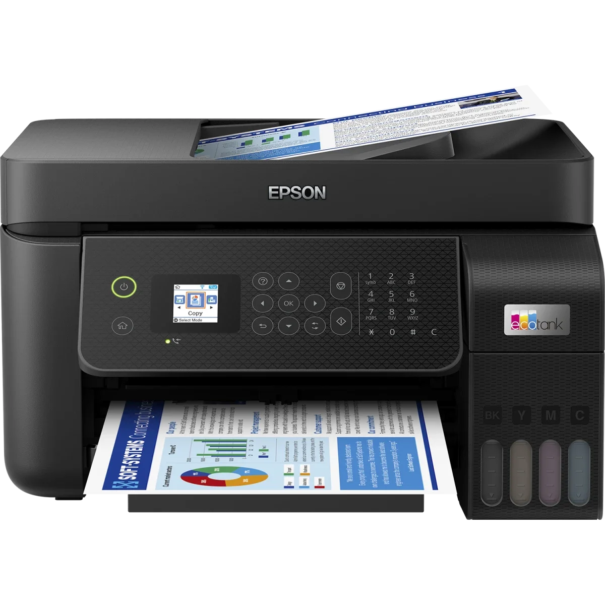 EPSON EcoTank L5290 A4 Color Ink Tank All-in-One Printer with ADF, Wi-Fi, LCD Screen, 33ppm/15ppm - Black