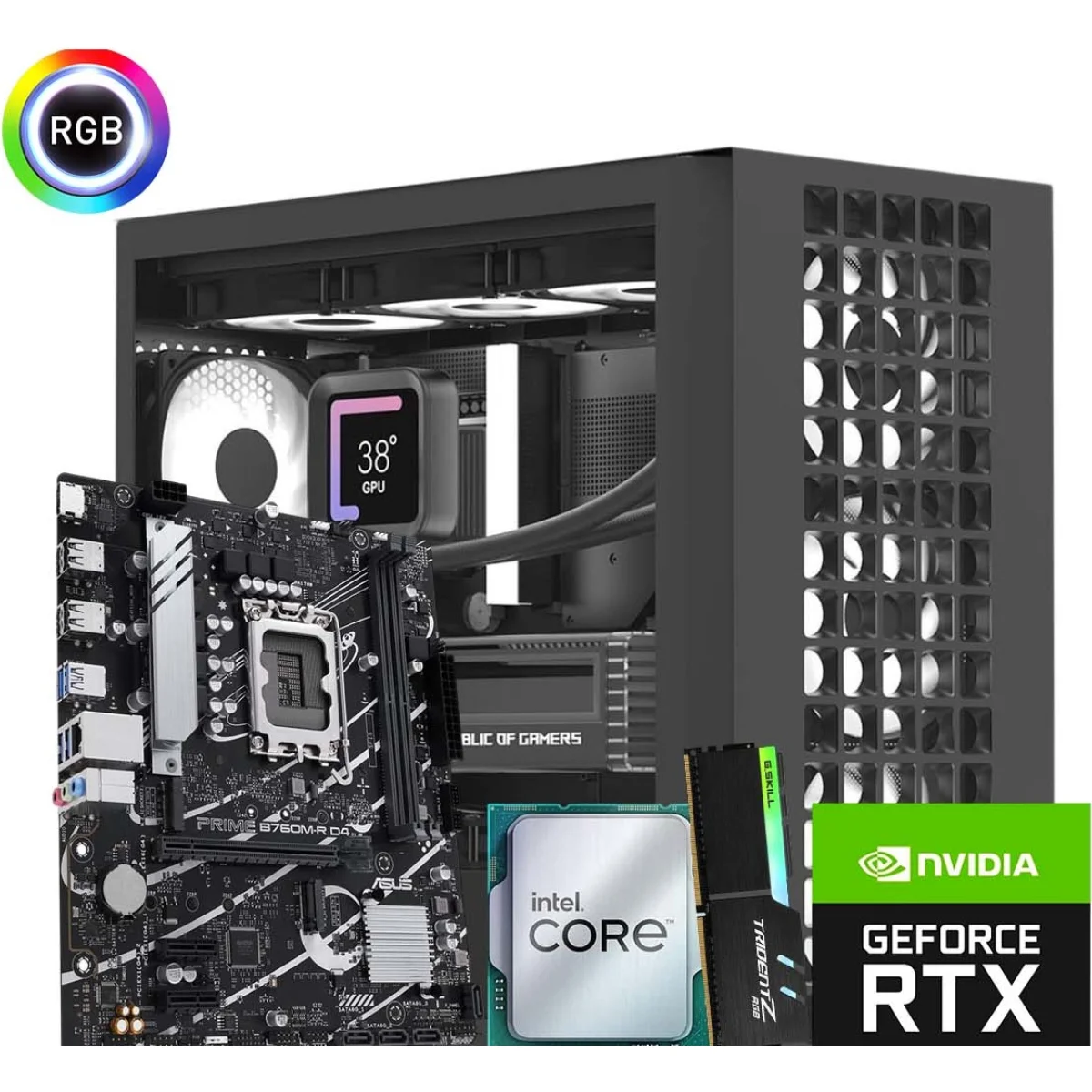 Intel Custom Gaming PC Core i5-12400F RTX 5060 8GB 16GB DDR4 RAM 1TB NVMe SSD