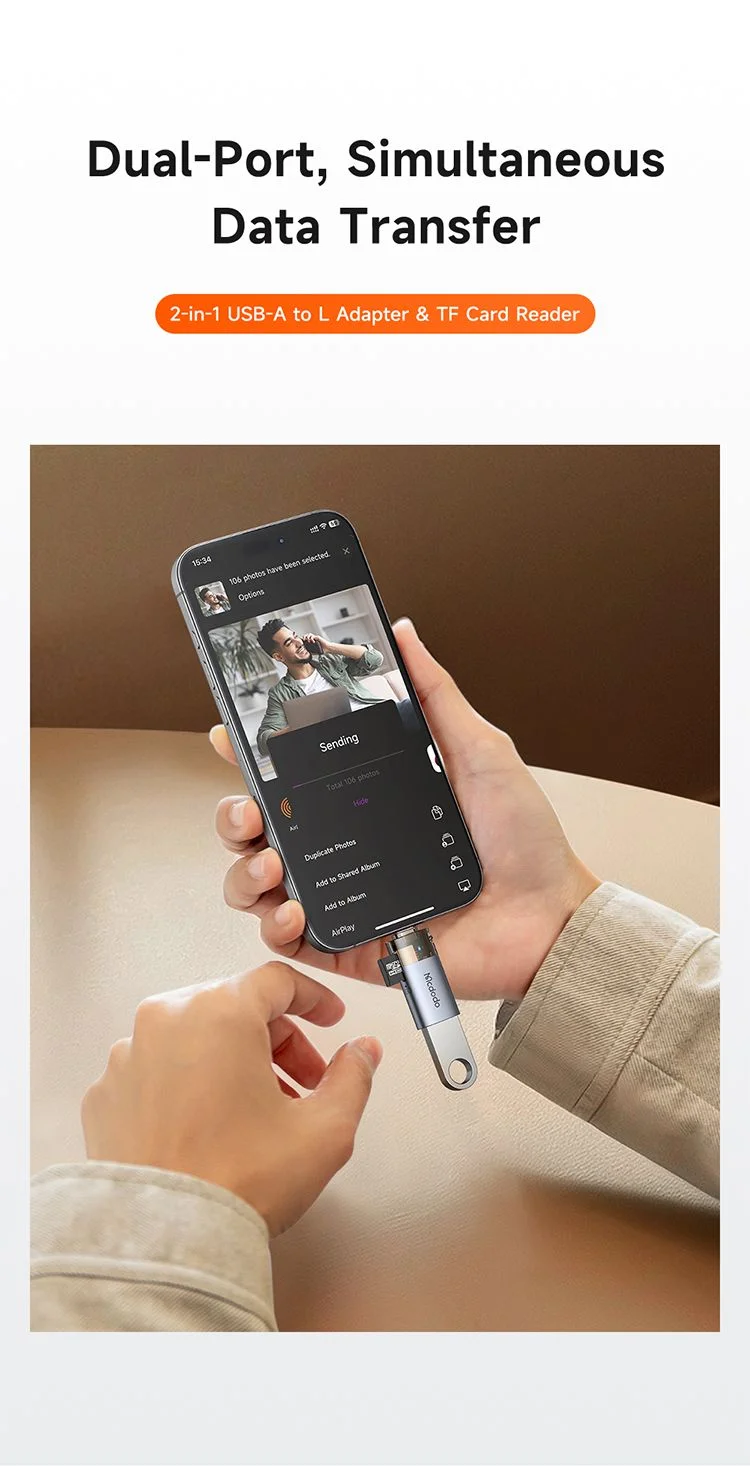 محول Mcdodo OT-7850 USB إلى Lightning OTG مع قارئ بطاقات microSD - Thumbnail 12
