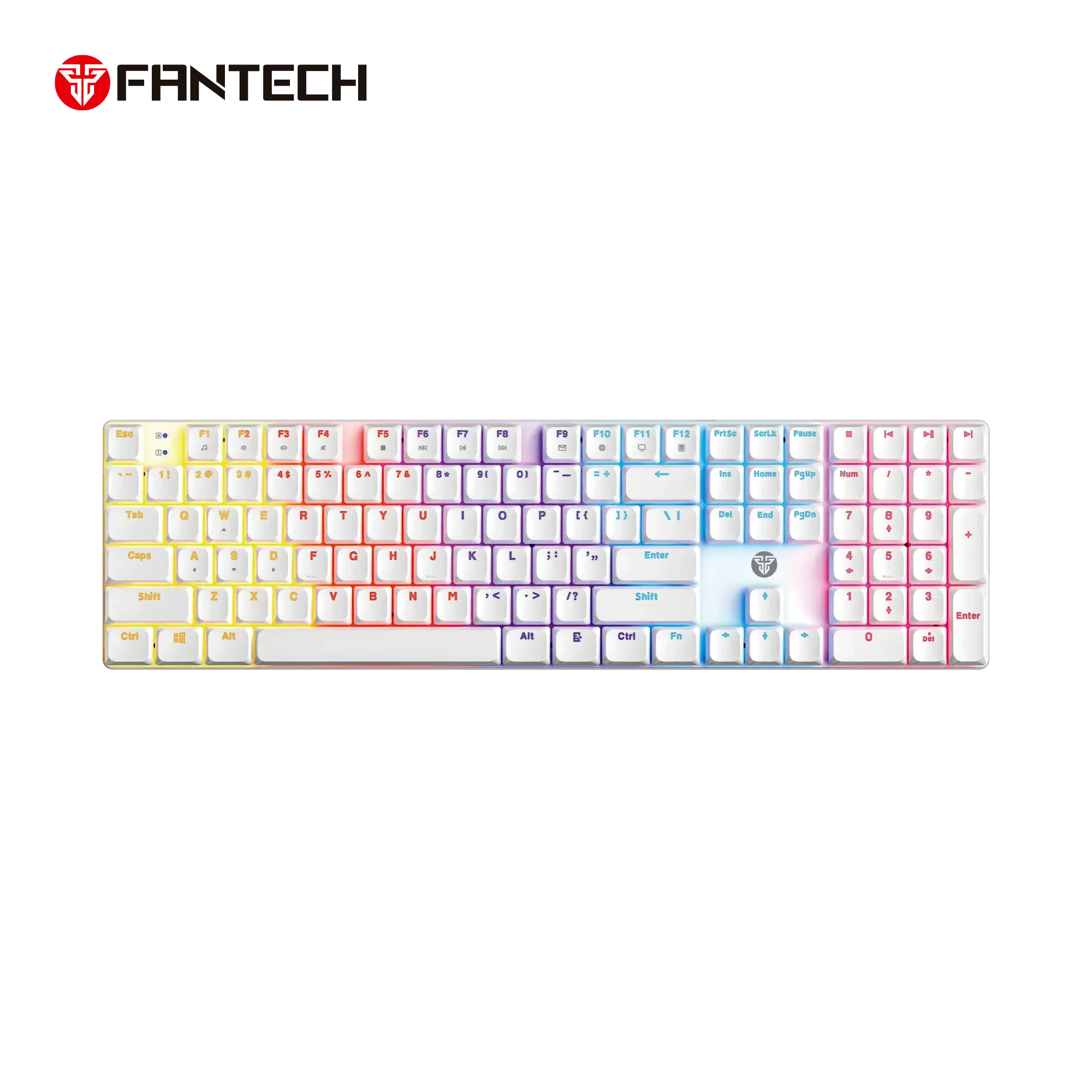 كيبورد ألعاب ميكانيكي منخفض الارتفاع مع 17 وضعية إضاءة Fantech MK314 أبيض - Image 1