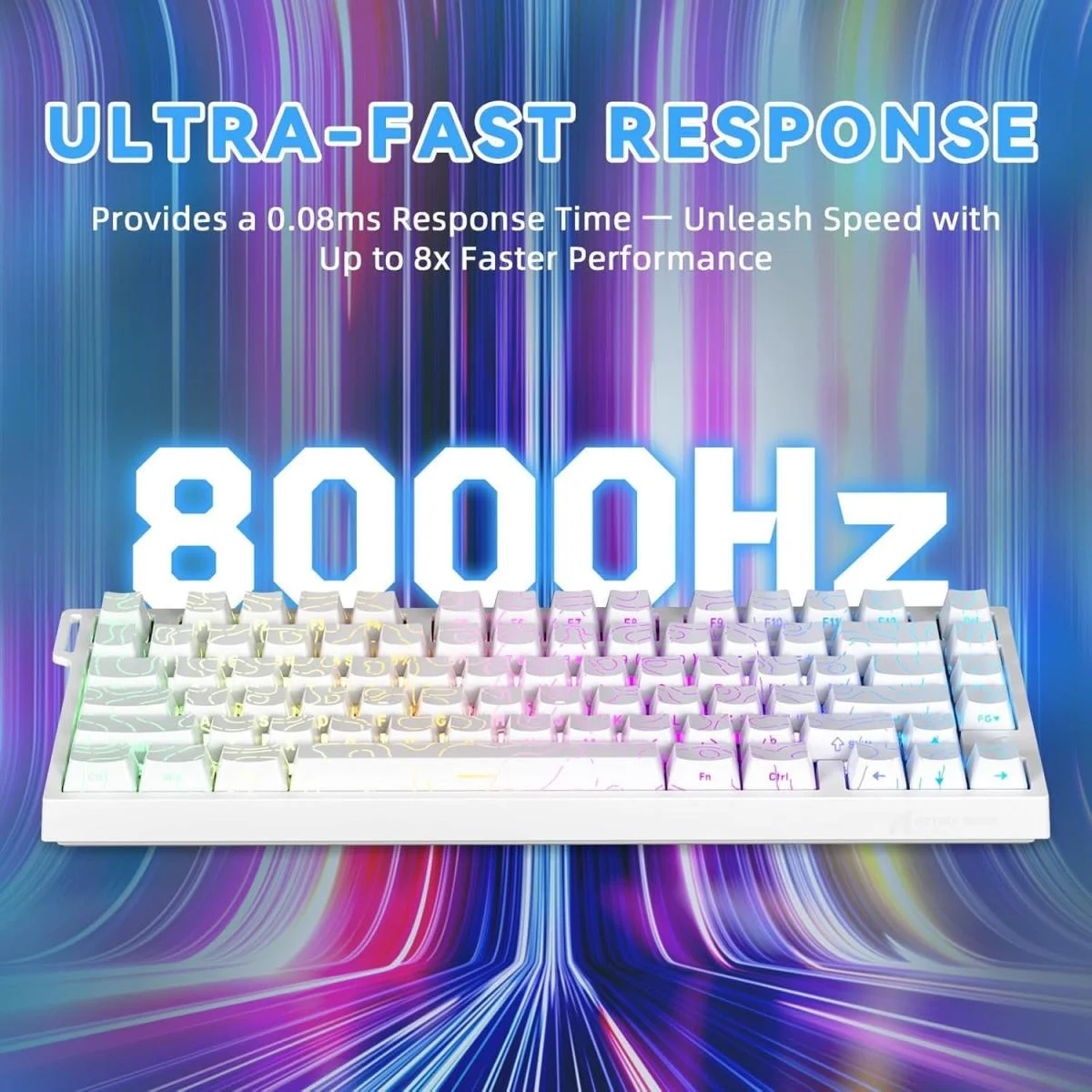 كيبورد ألعاب ATTACK SHARK R82HE ميكانيكي سلكي TKL بمفاتيح Hall Effect مغناطيسية، White Contour - Image 2