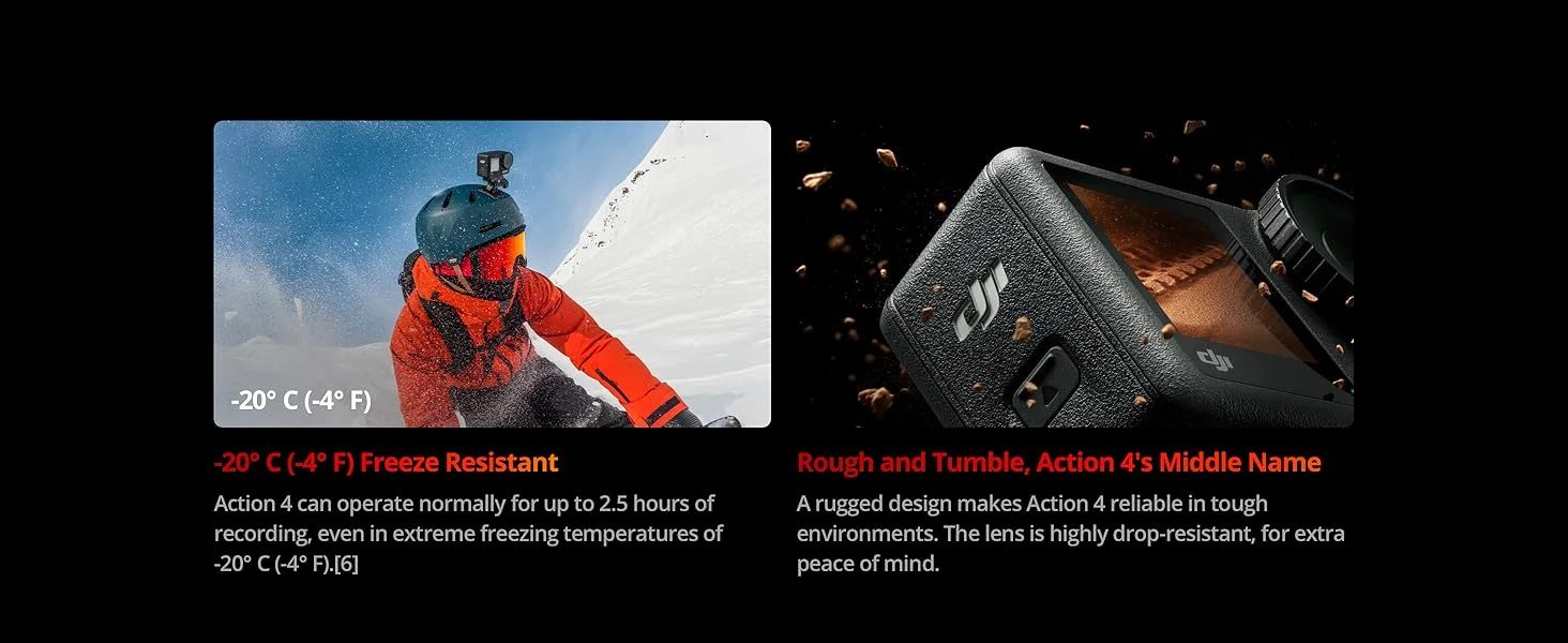 كاميرا أكشن DJI Osmo Action 4 Adventure Combo مقاومة للماء 4K/120fps - Thumbnail 18