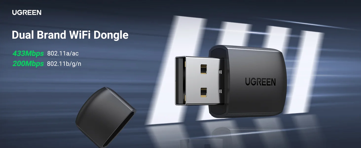 محول Wi-Fi Ugreen 20204 AC650 USB مزدوج النطاق - Thumbnail 6