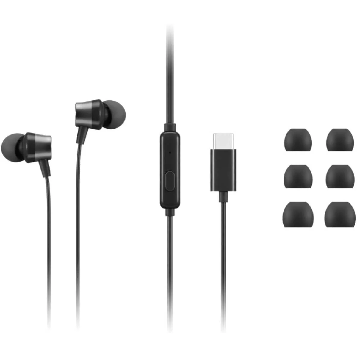 سماعات أذن داخلية Lenovo سلكية USB-C مع ميكروفون