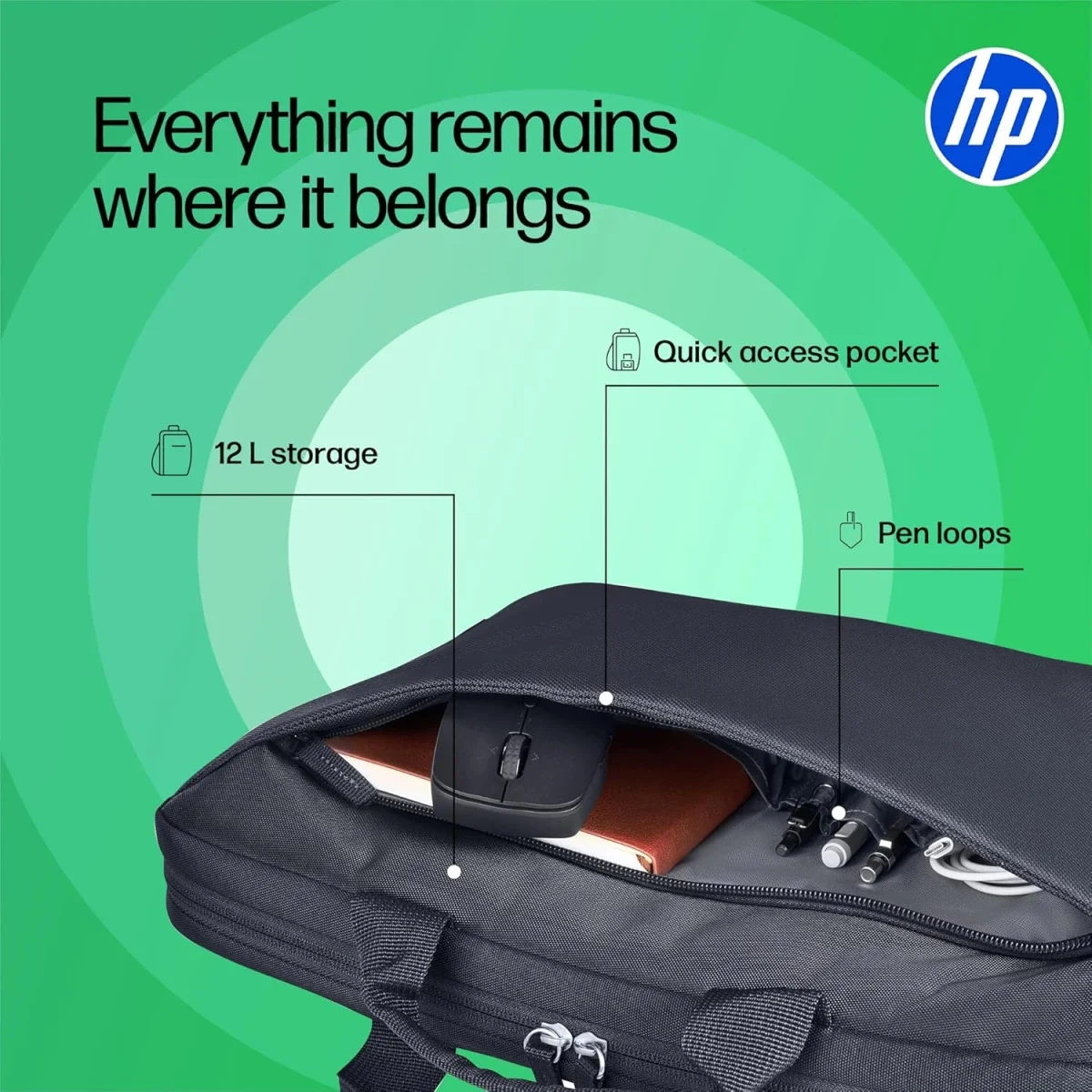 HP Everyday 16-Inch Laptop Briefcase, Odyssey Gray - Thumbnail 5